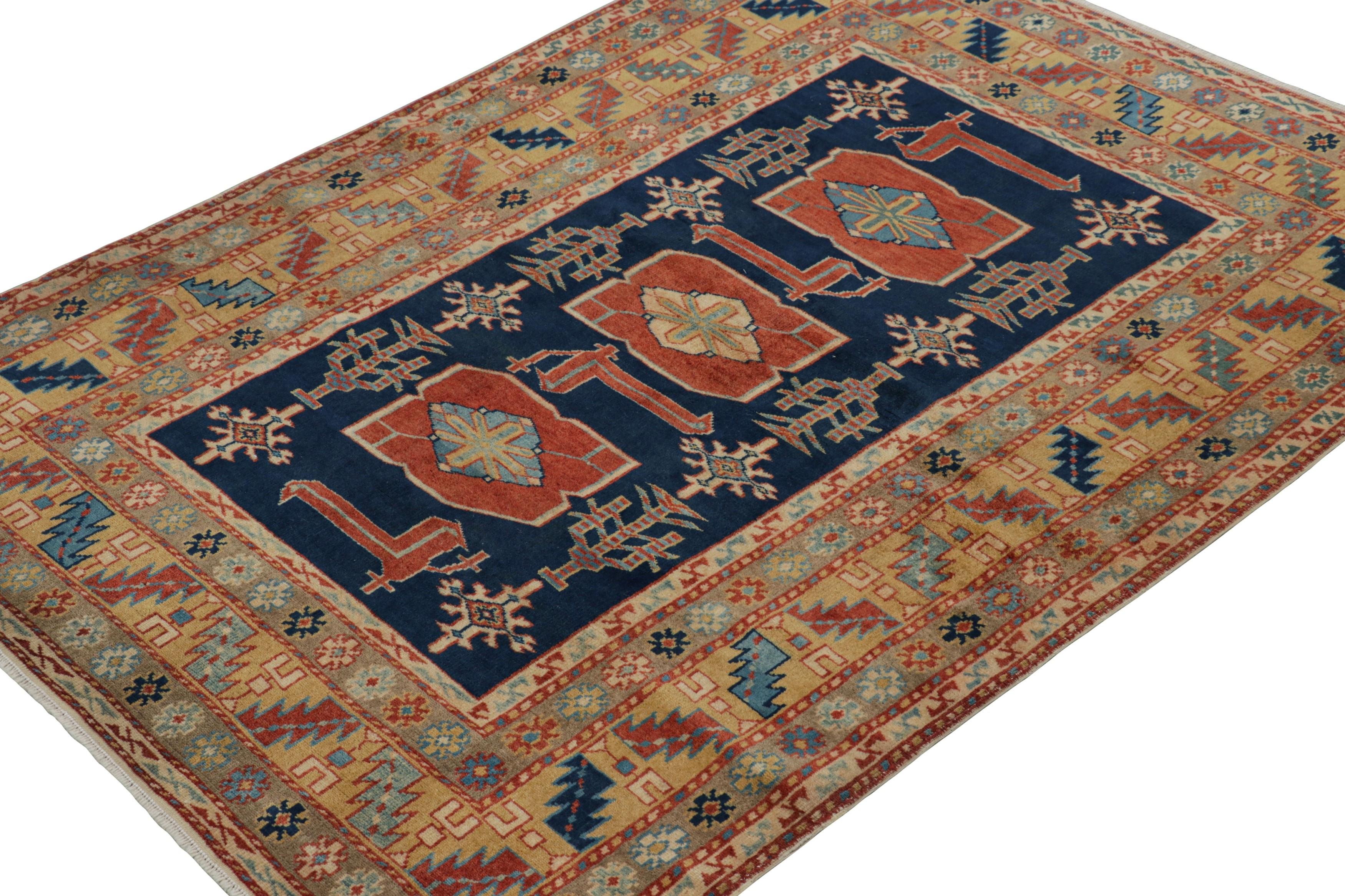 Turc Chemin de table tribal turc vintage en bleu et Brown avec médaillons  Rug & Kilim en vente
