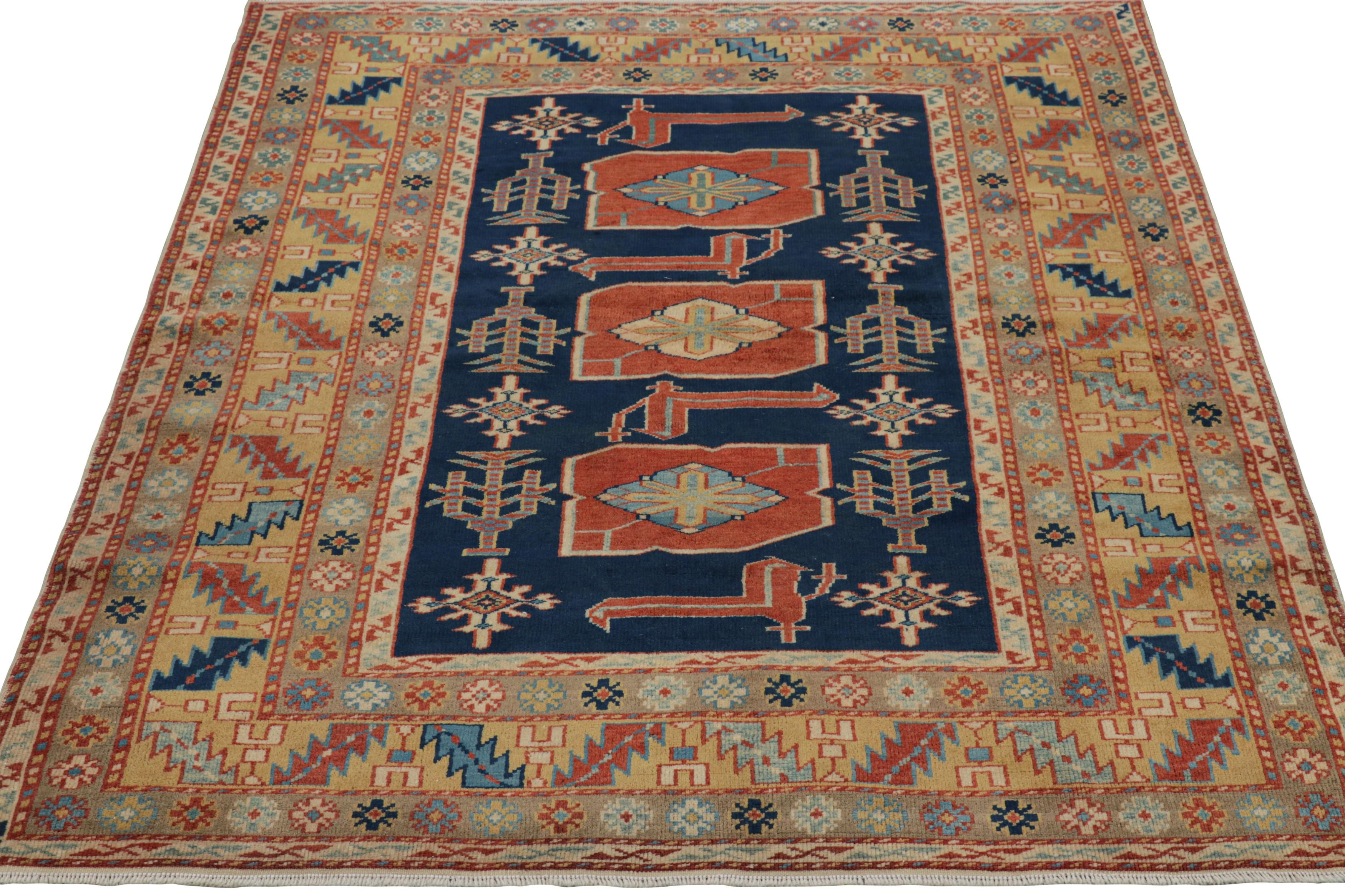 Noué à la main Chemin de table tribal turc vintage en bleu et Brown avec médaillons  Rug & Kilim en vente