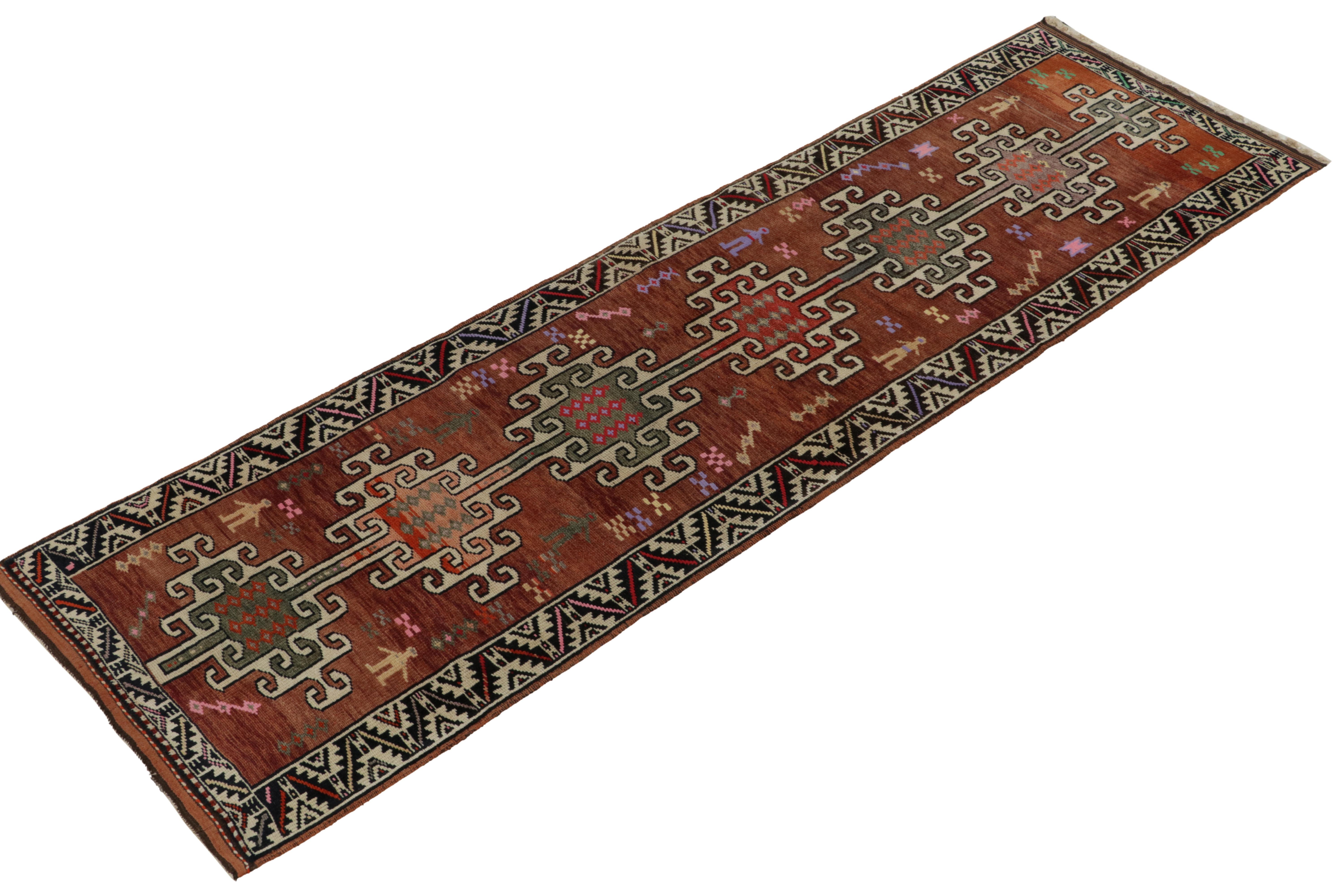 From R&K Principal Josh Nazmiyal’s rare acquisitions, a distinguished 3x11 vintage runner originating from Turkey circa 1950-1960.

On the Design: The symmetric tribal geometric pattern enjoys defined movement in the warmth & richness of brown,