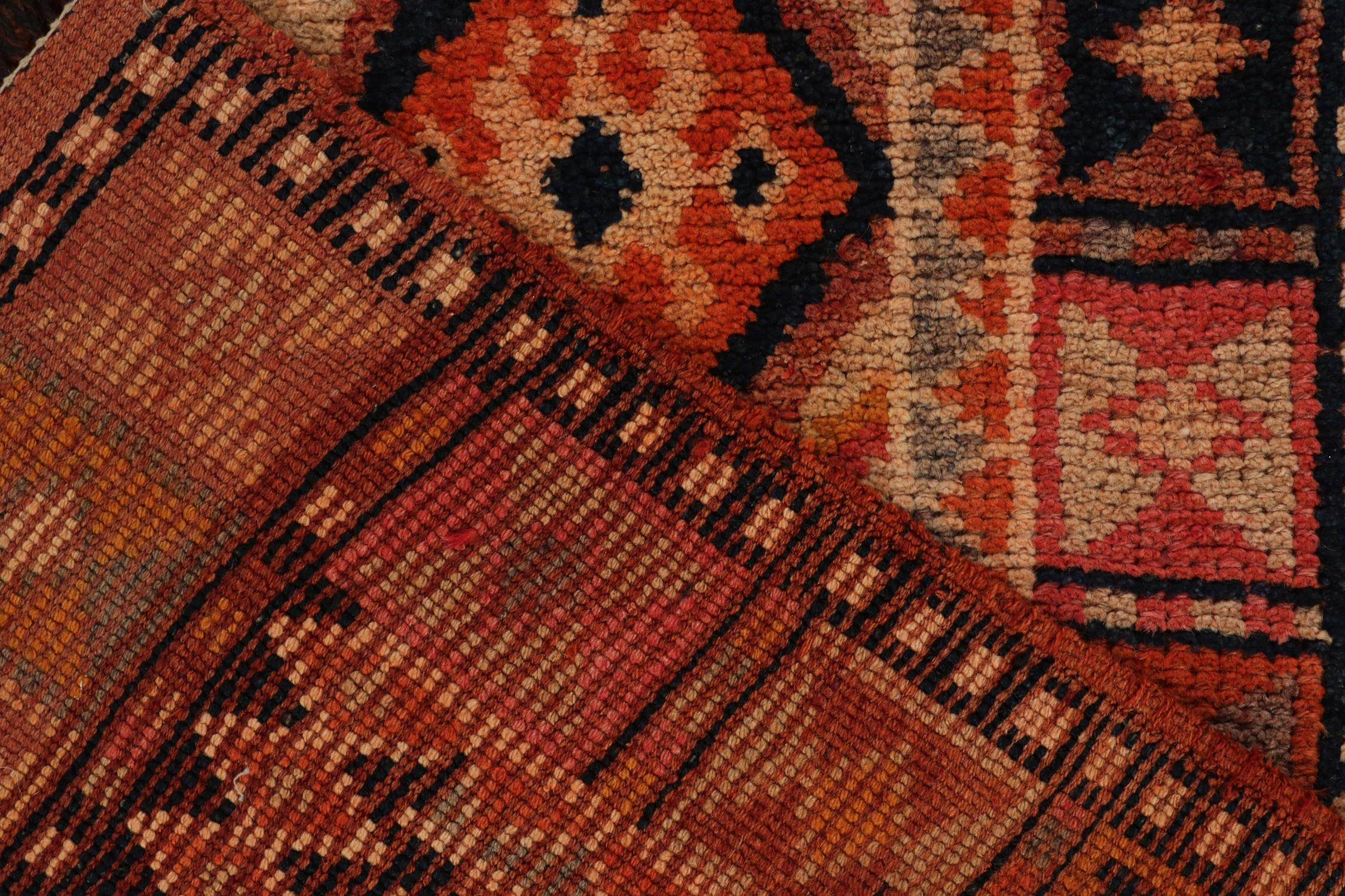 Vintage Turkish Tribal runner in Orange & Brown Geometric Motifs by Rug & Kilim For Sale 1