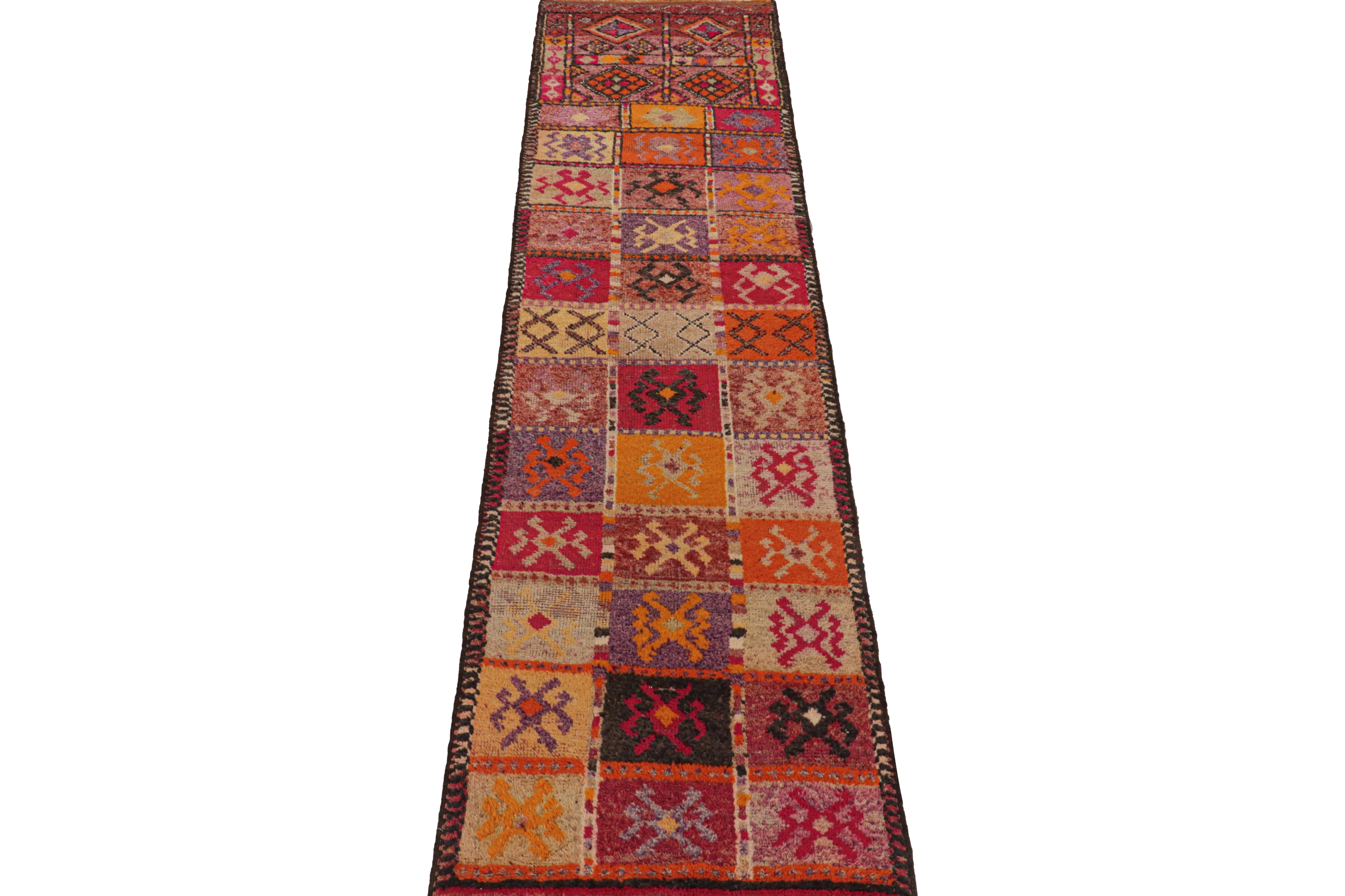 This vintage 3x12 tribal runner is an exciting new entry in Rug & Kilim's esteemed Antique & Vintage collection. hand knotted in wool, it originates from Turkey circa 1950-1960. 

Design:

This runner enjoys a wide range of colors in an