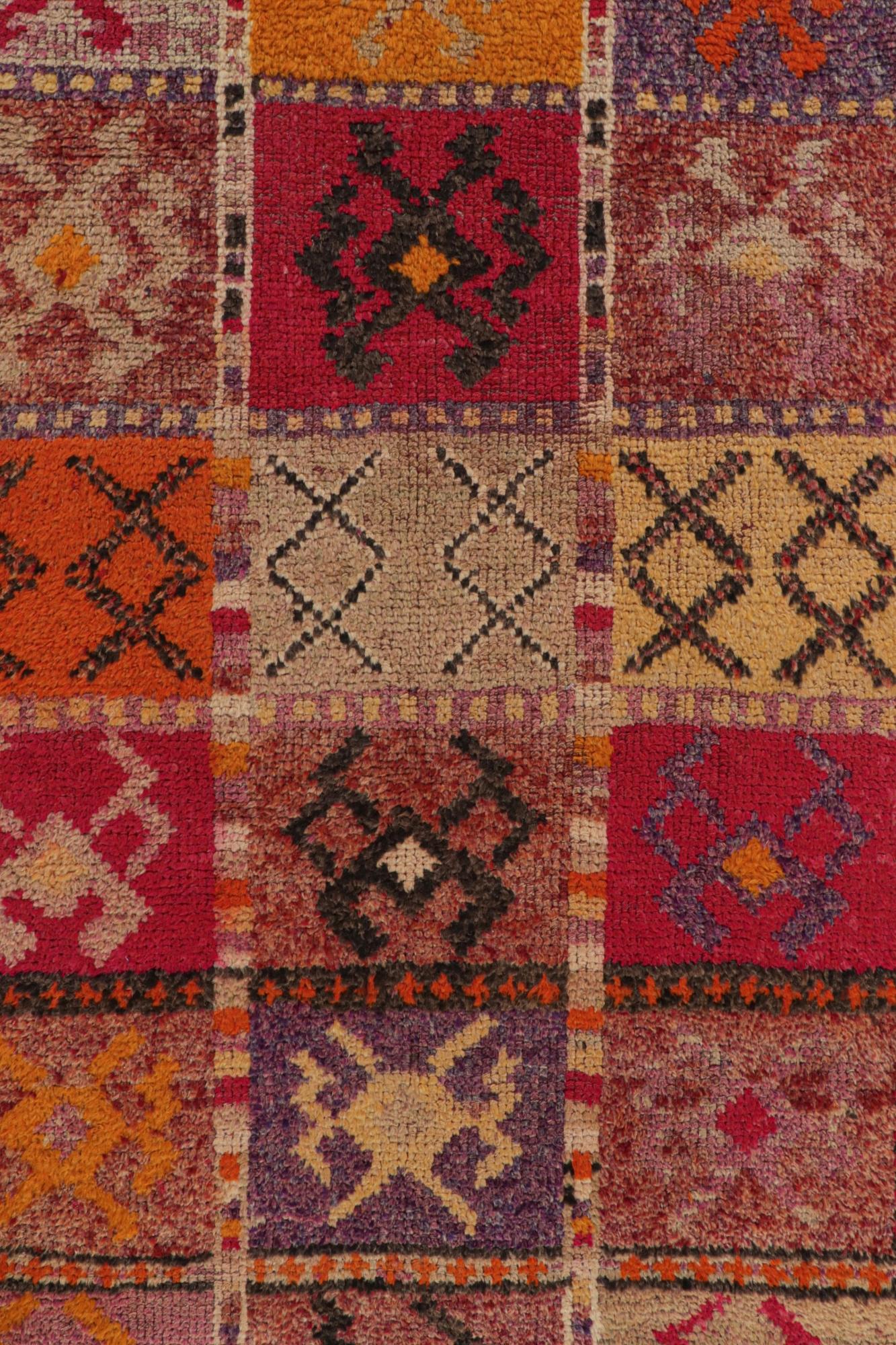 Wool Vintage Turkish Tribal Runner in Polychromatic Tribal Patterns by Rug & Kilim For Sale