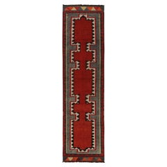 Vintage Turkish Tribal Runner in Red & Blue Geometric Patterns by Rug & Kilim