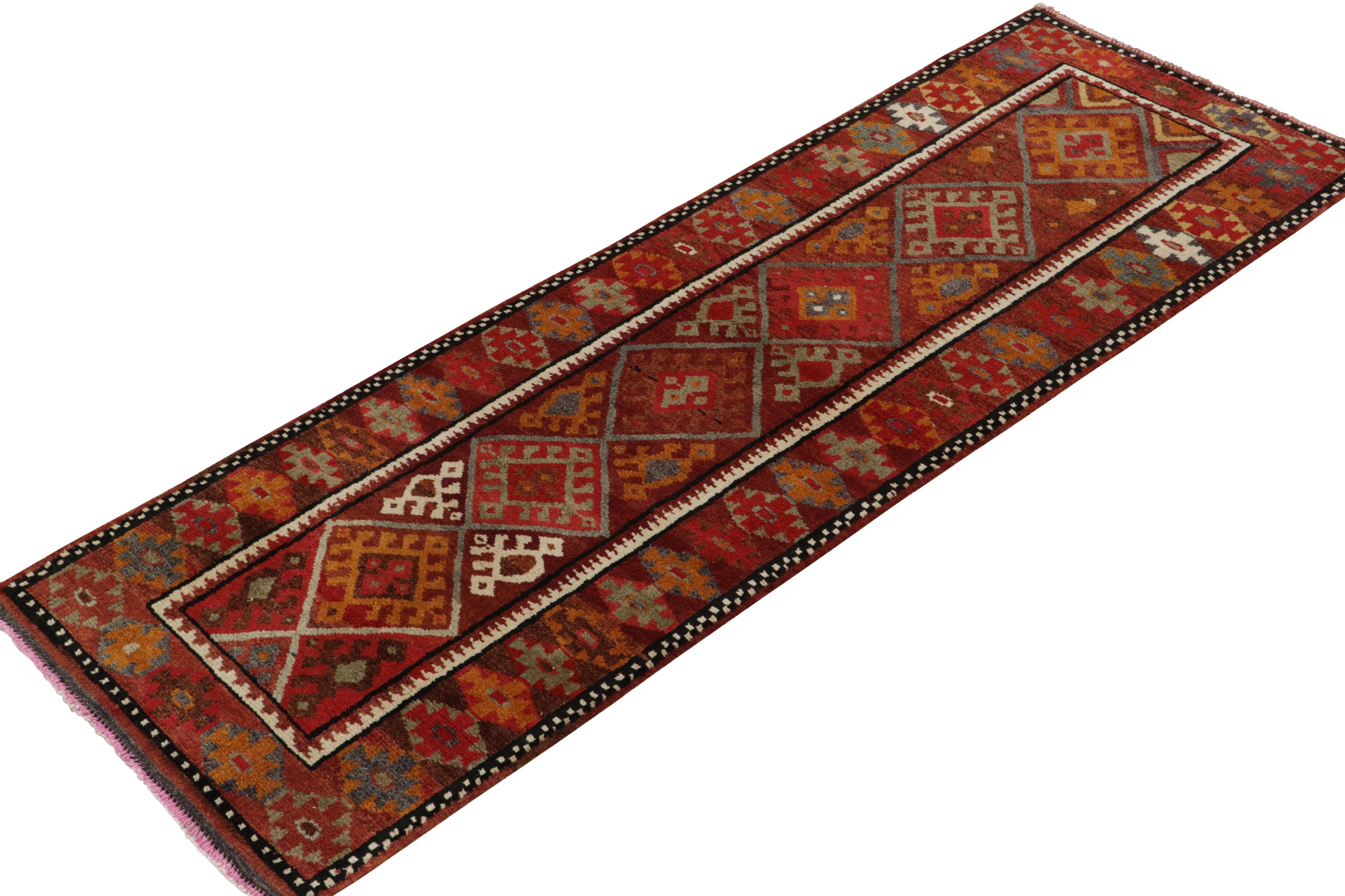From R&K Principal Josh Nazmiyal’s latest acquisitions, a distinct vintage runner originating from Turkey circa 1950-1960. 

On the Design: The symmetric geometric design features traditional motifs encased in diamond patterns continuing from end