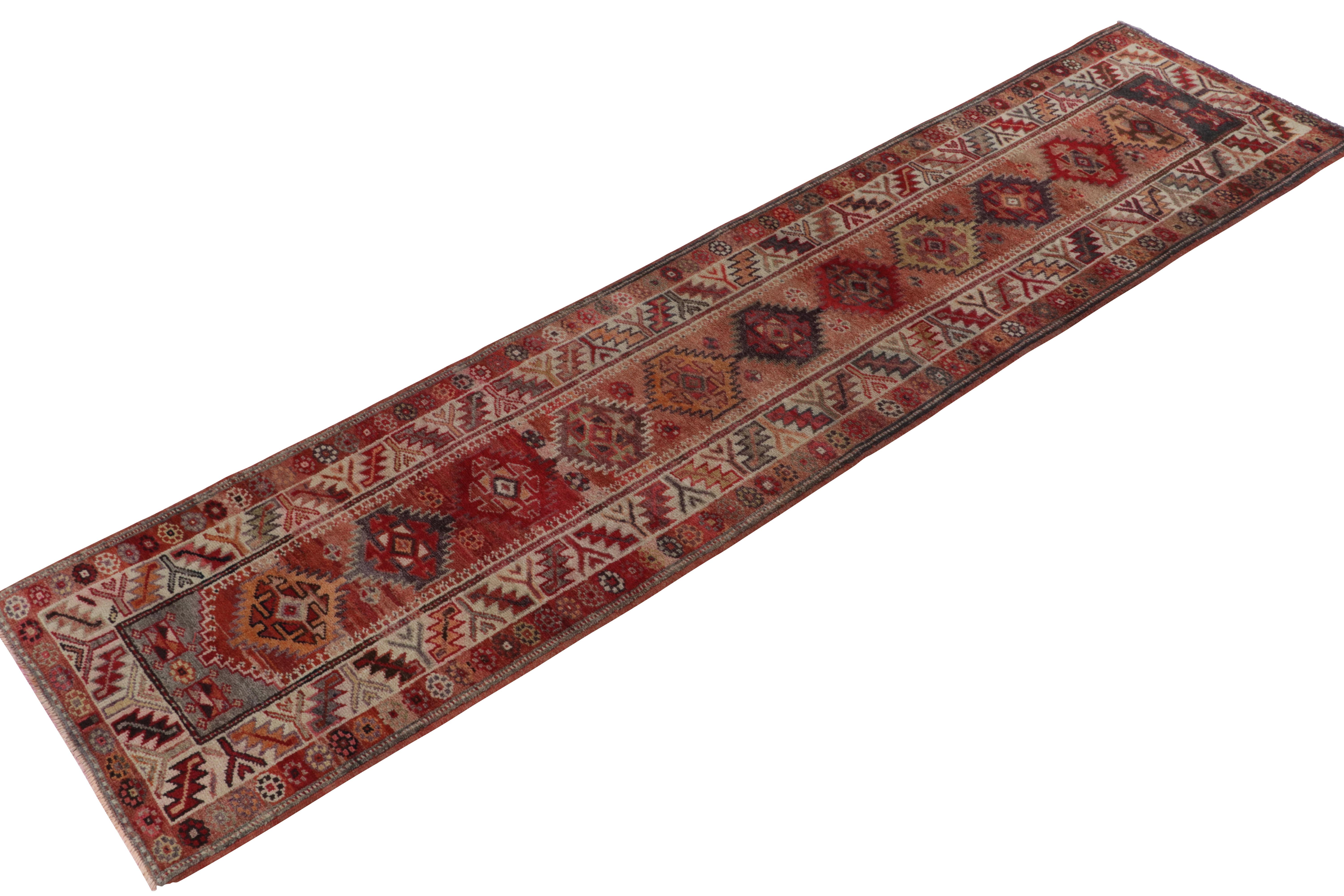 From R&K Principal Josh Nazmiyal’s latest acquisitions, a distinct vintage runner originating from Turkey circa 1950-1960. 

On the design: The symmetric geometric design features medallions and tribal motifs with a gorgeous movement in red and