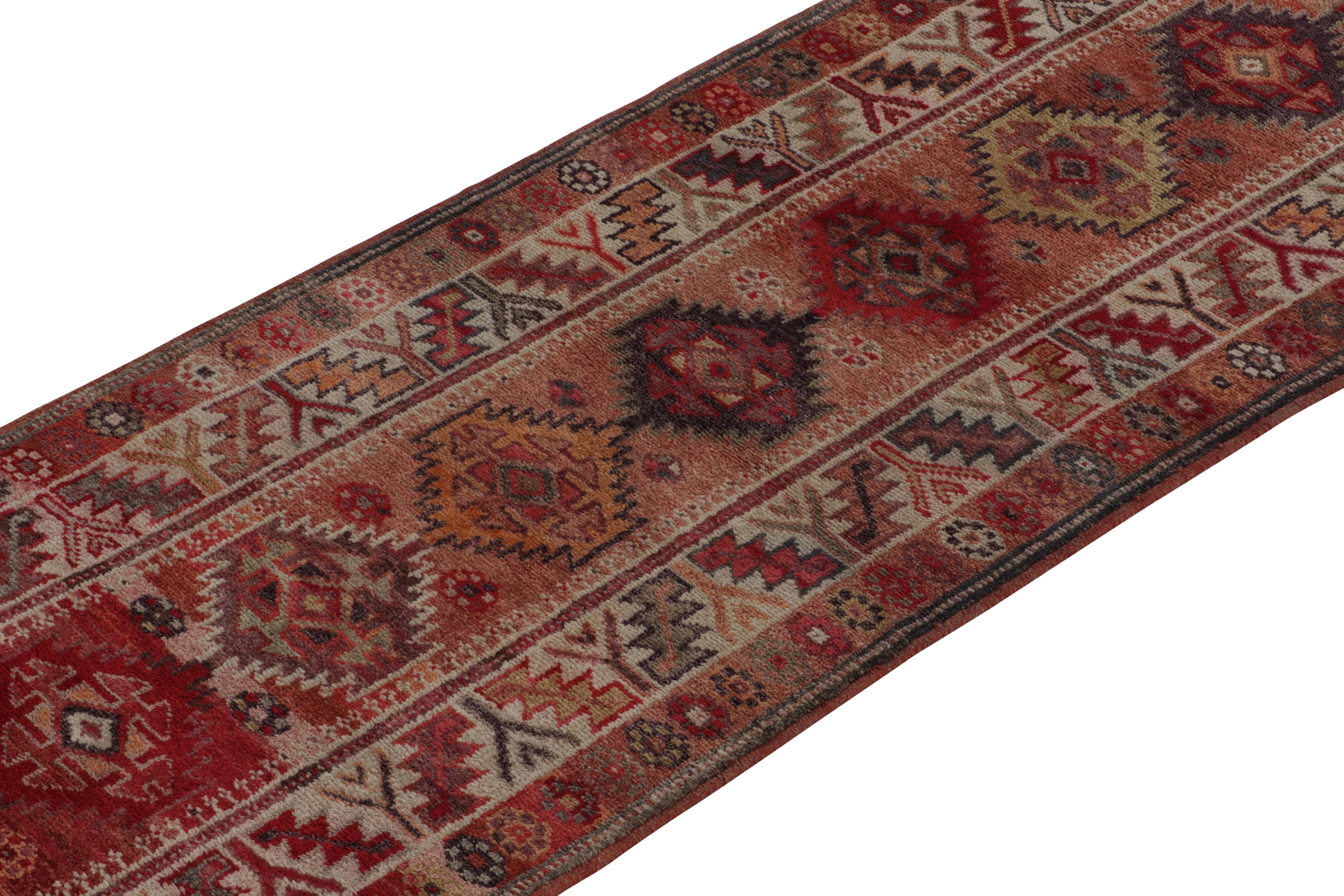 Vintage Turkish Tribal Runner in Red with Colorful Geometric by Rug & Kilim In Good Condition For Sale In Long Island City, NY