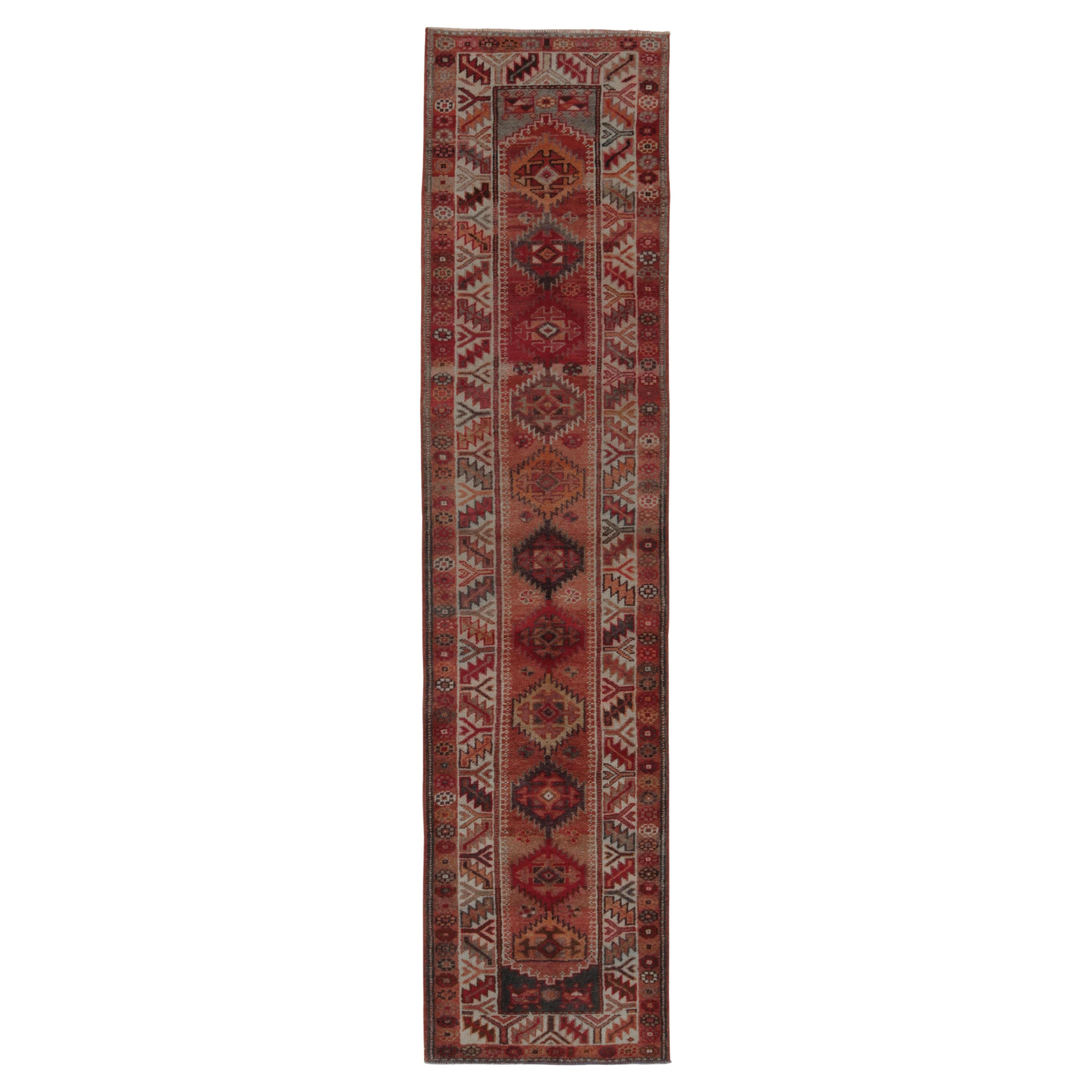 Vintage Turkish Tribal Runner in Red with Colorful Geometric by Rug & Kilim For Sale