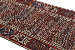Vintage Turkish Tribal Runner in Red with Colorful Medallions  Rug & Kilim