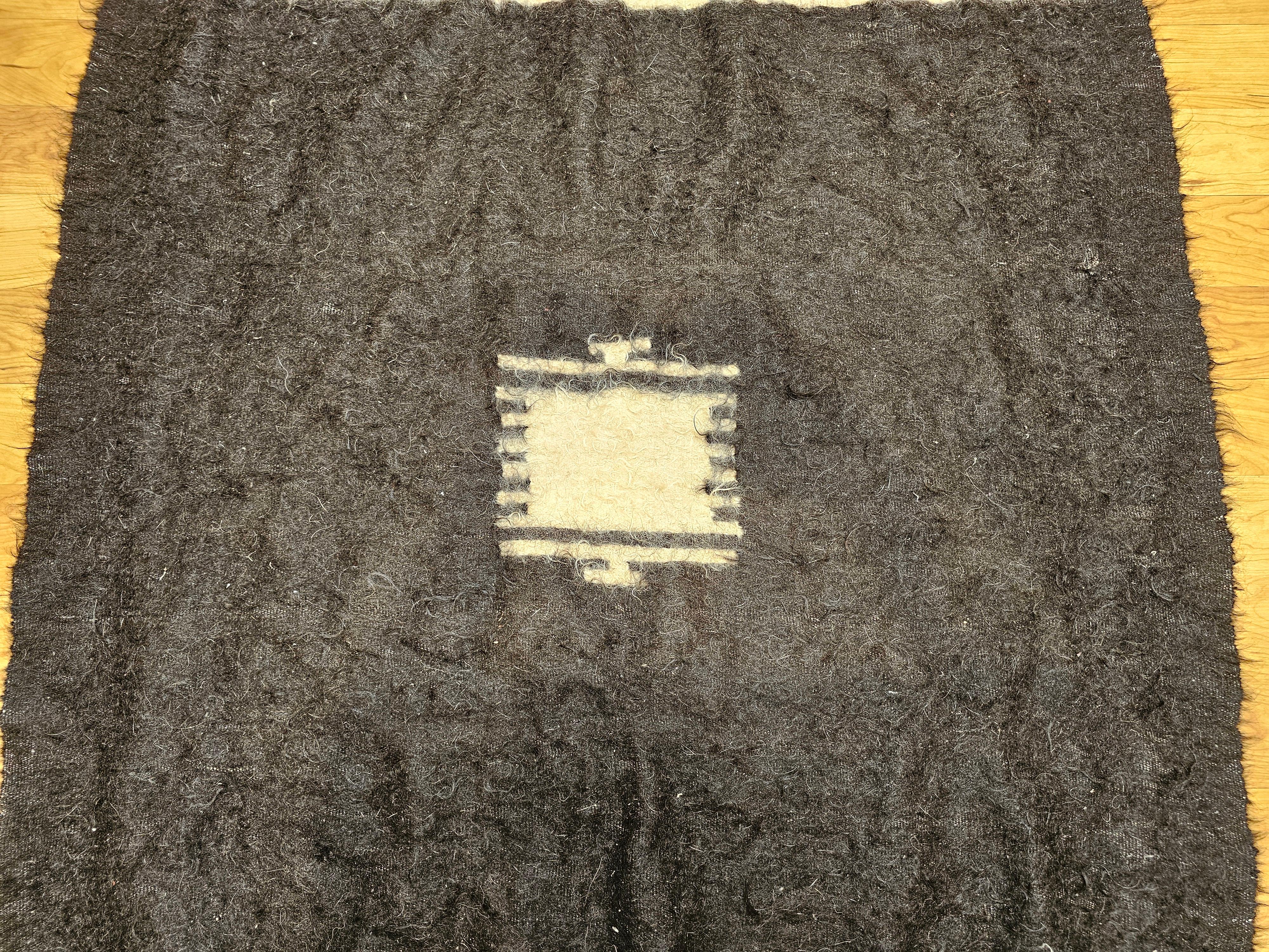 Vintage Turkish Tulu Area Rug in Allover Pattern in Dark Brown/Black, Chocolate For Sale 1