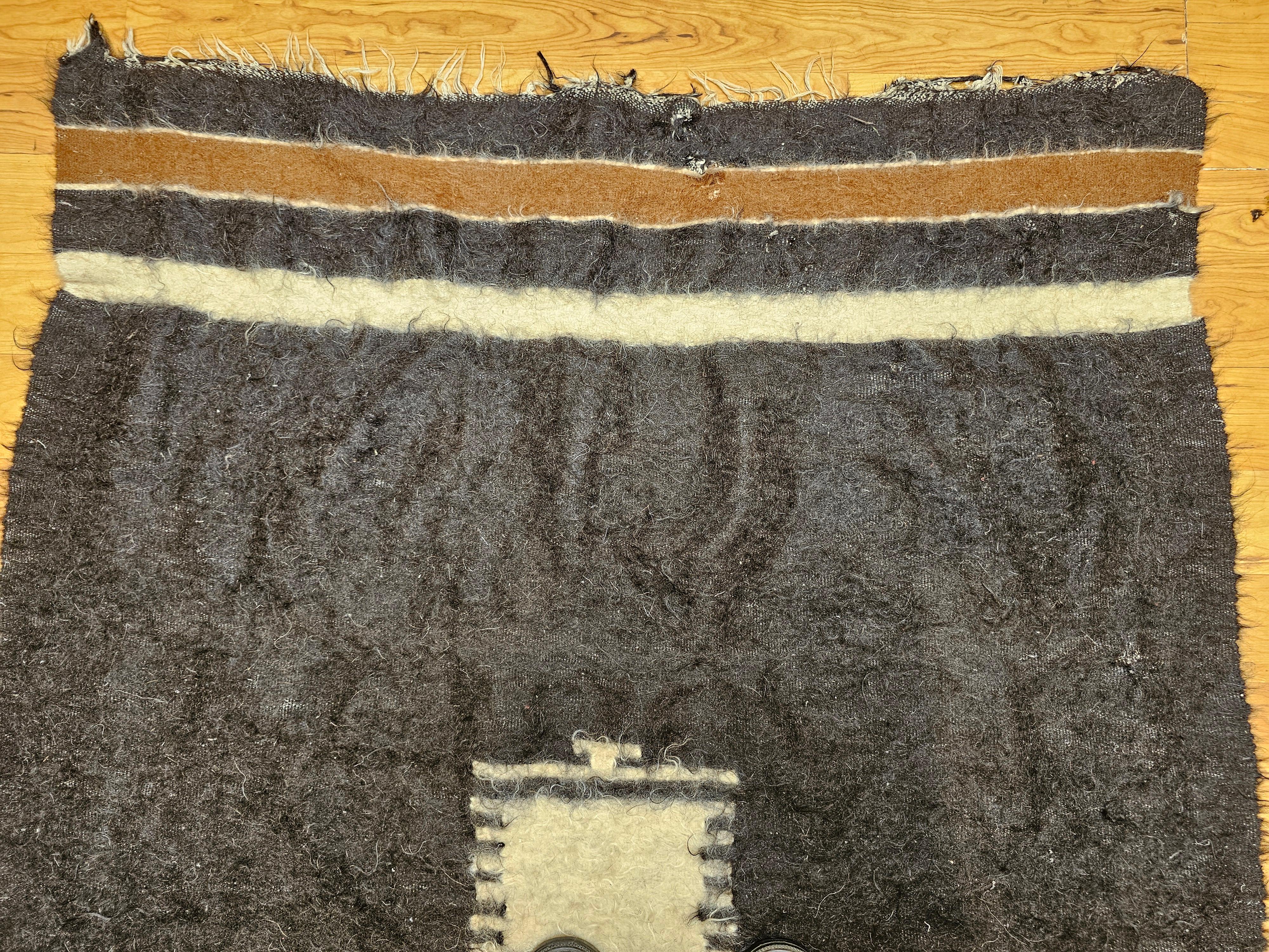 Vintage Turkish Tulu Area Rug in Allover Pattern in Dark Brown/Black, Chocolate For Sale 2