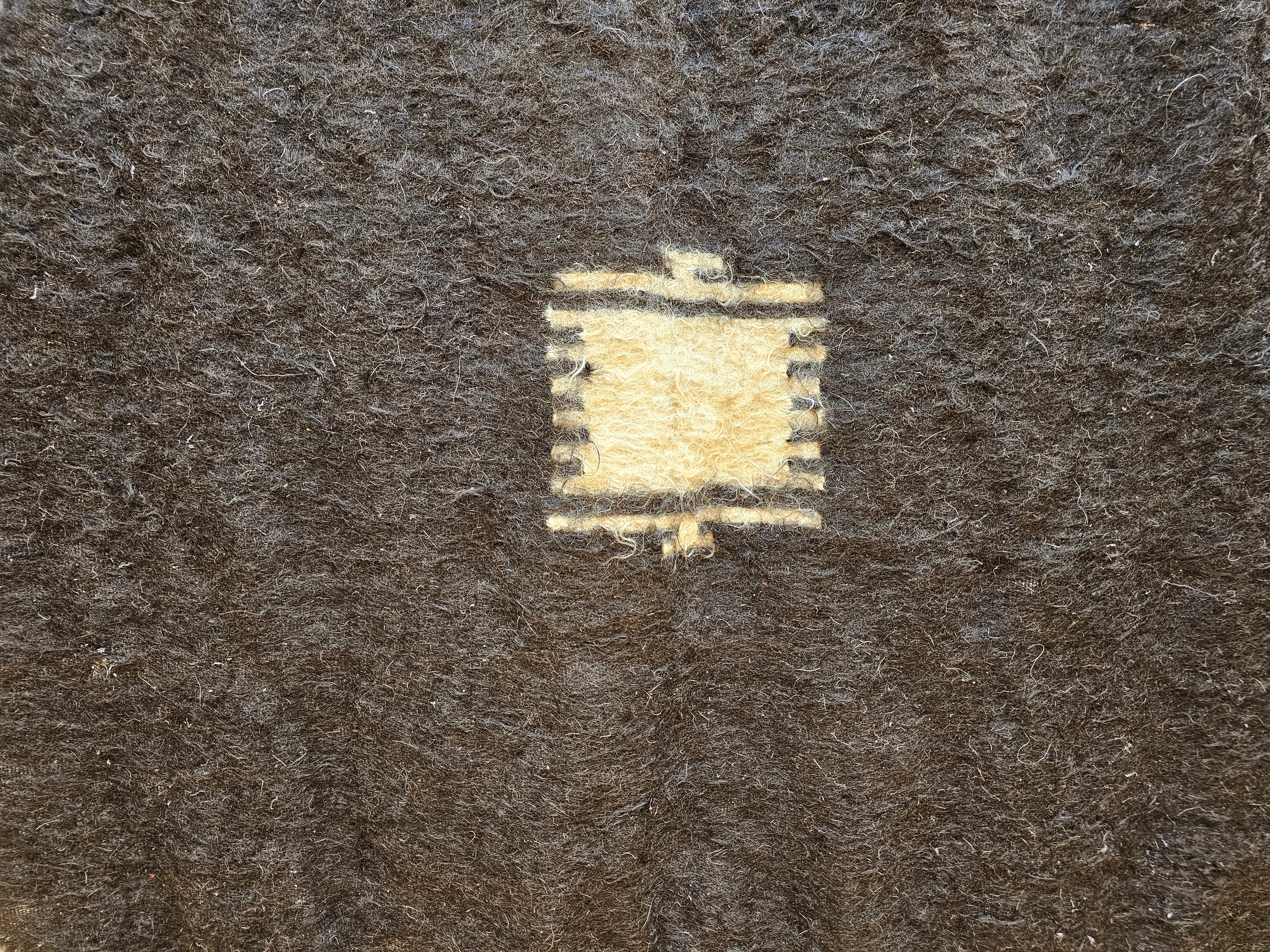 Vintage Turkish Tulu Area Rug in Allover Pattern in Dark Brown/Black, Chocolate For Sale 3