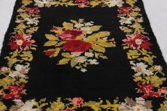 Vintage Turkish Tulu, Bessarabian Inspired Floral Rug Rose Motif - Rug & Kilim
