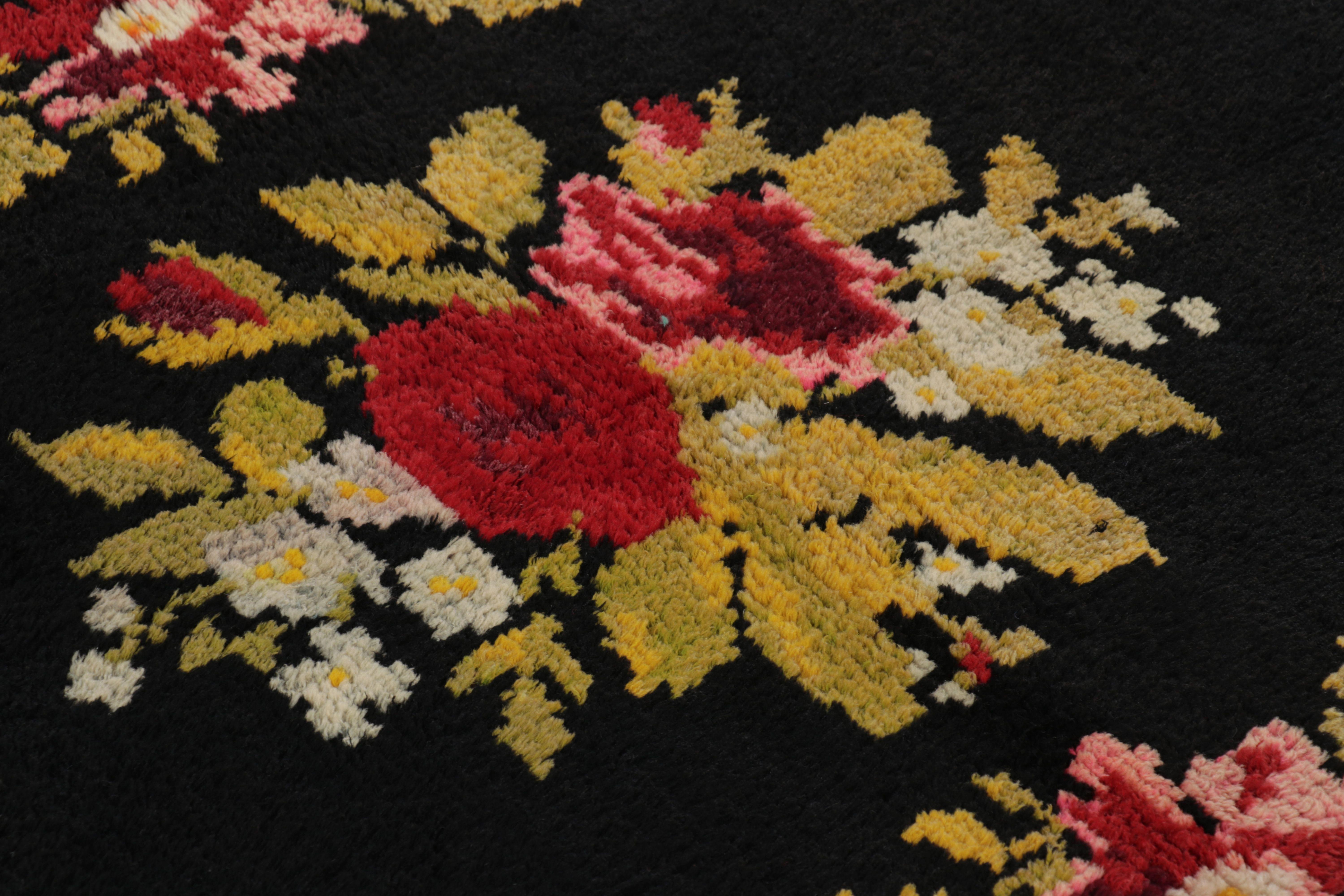 Hand-Knotted Vintage Turkish Tulu, Bessarabian Inspired Floral Rug Rose Motif - Rug & Kilim For Sale