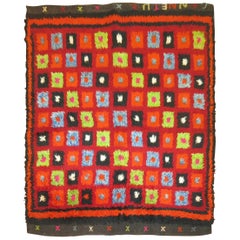 Zabihi Collection Square Vintage Turkish Tulu Bohemian Rug