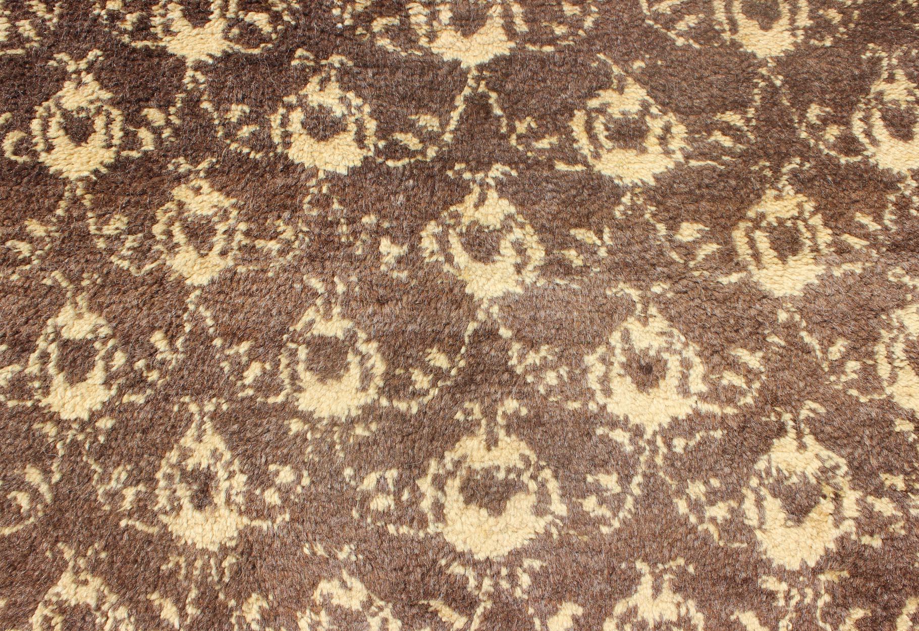 Vintage Turkish Tulu Carpet in Brown All-Over Design For Sale 4