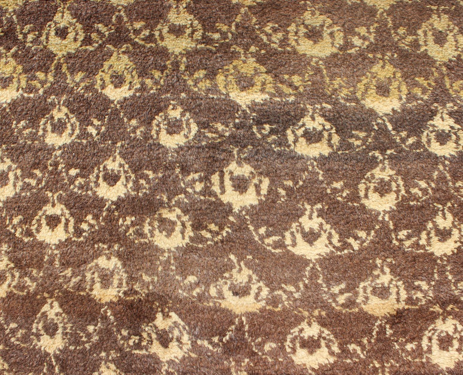 Vintage Turkish Tulu Carpet in Brown All-Over Design For Sale 2