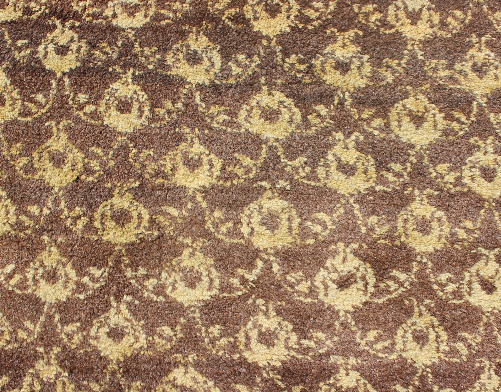 Vintage Turkish Tulu Carpet in Brown All-Over Design For Sale 3