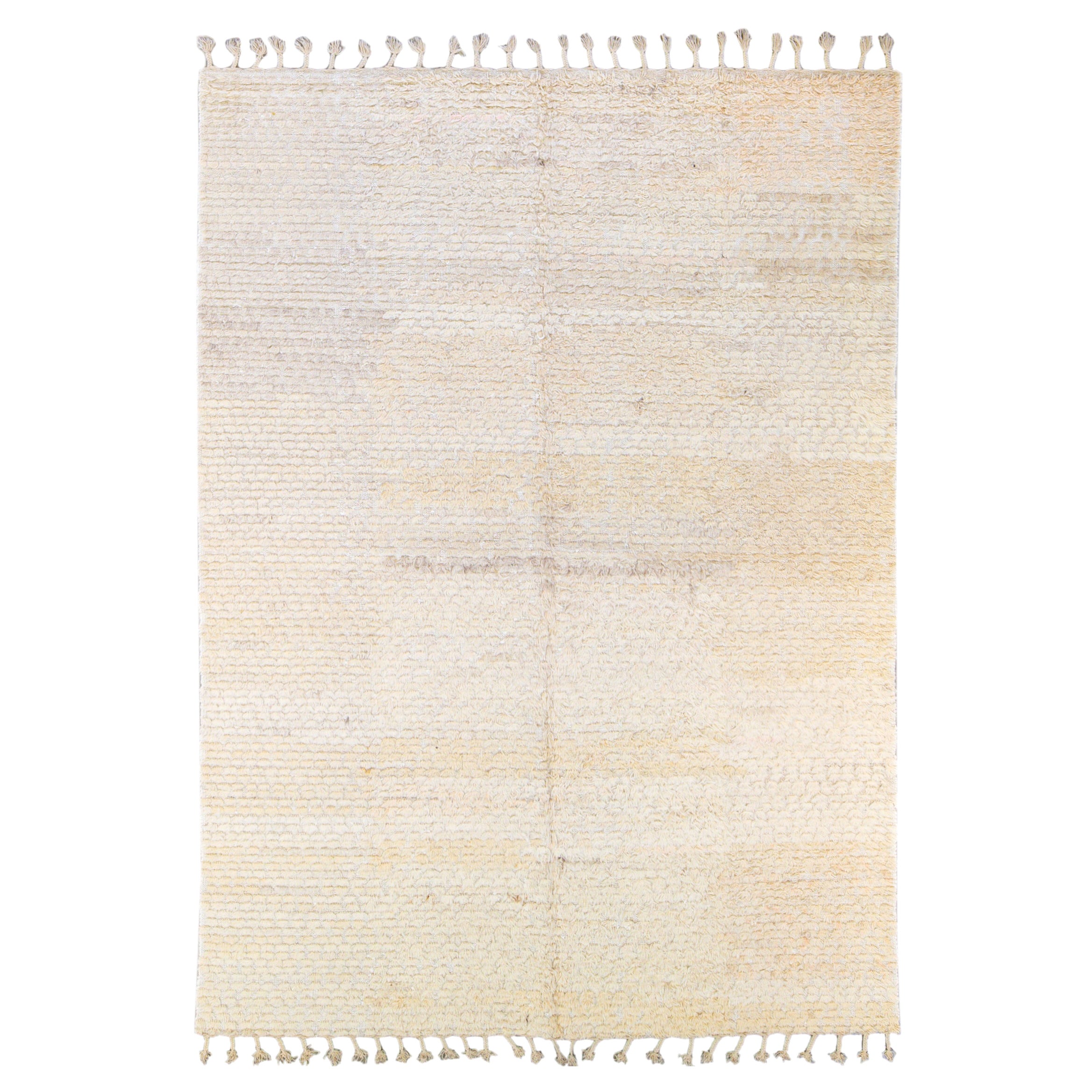 Tapis turc vintage Tulu à tissage plat en laine beige massif