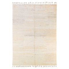 Tapis turc vintage Tulu à tissage plat en laine beige massif