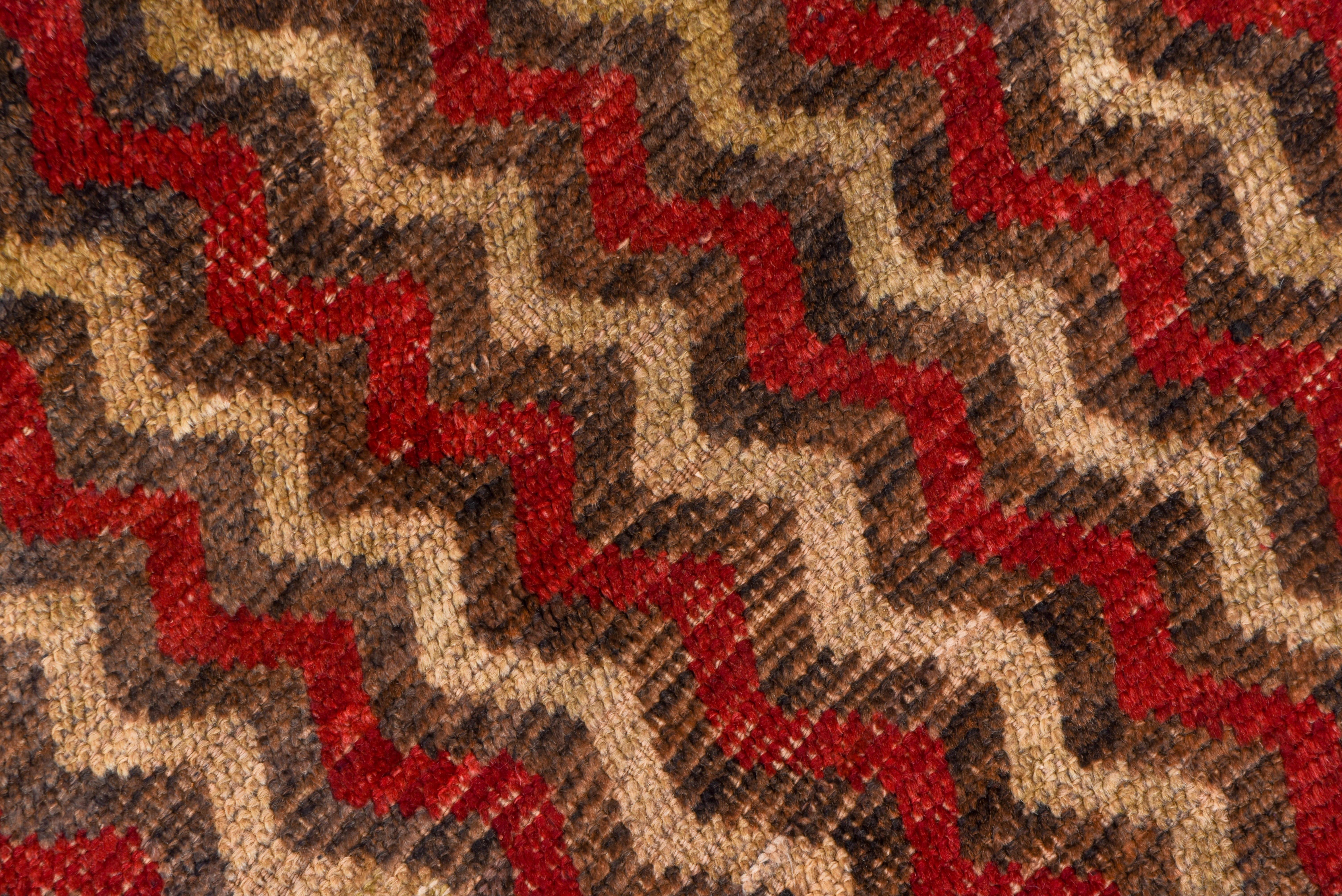This bi tonal red and cream kellegi format rug shows an end-to-end, border less pattern. Probably central Anatolian. Dimensions are adjustable. Abstract and ultra-modern.