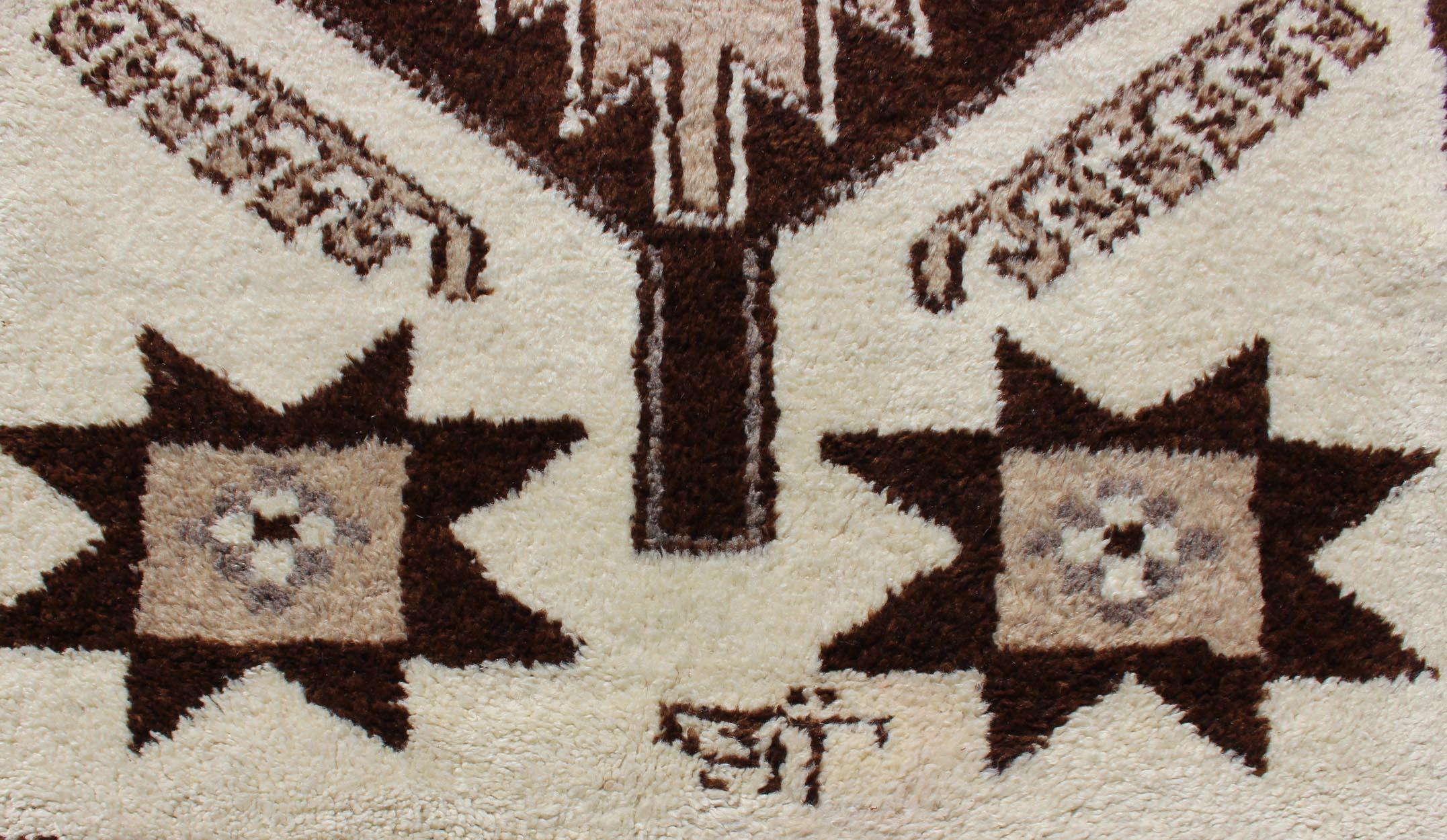 Vintage Turkish Tulu Gallery Rug with Tribal Medallions in Shades of Brown For Sale 2