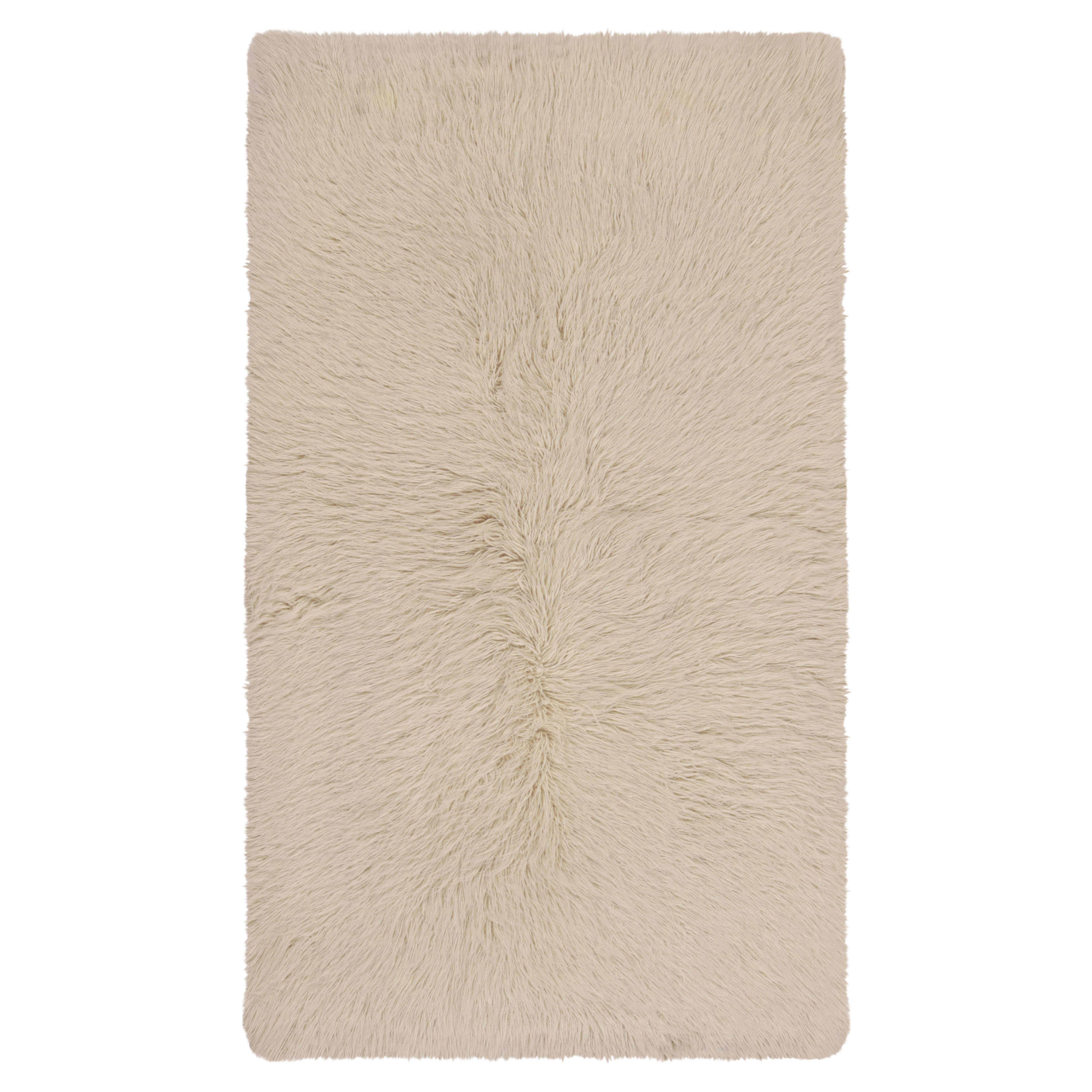 Vintage Türkischer Tulu Teppich, Beige Wolle mit weichem Flor - Rug & Kilim