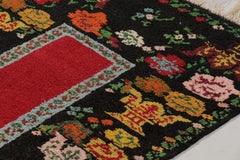 Vintage Turkish Tulu Rug, Bessarabian Inspired Floral Pattern - Rug & Kilim