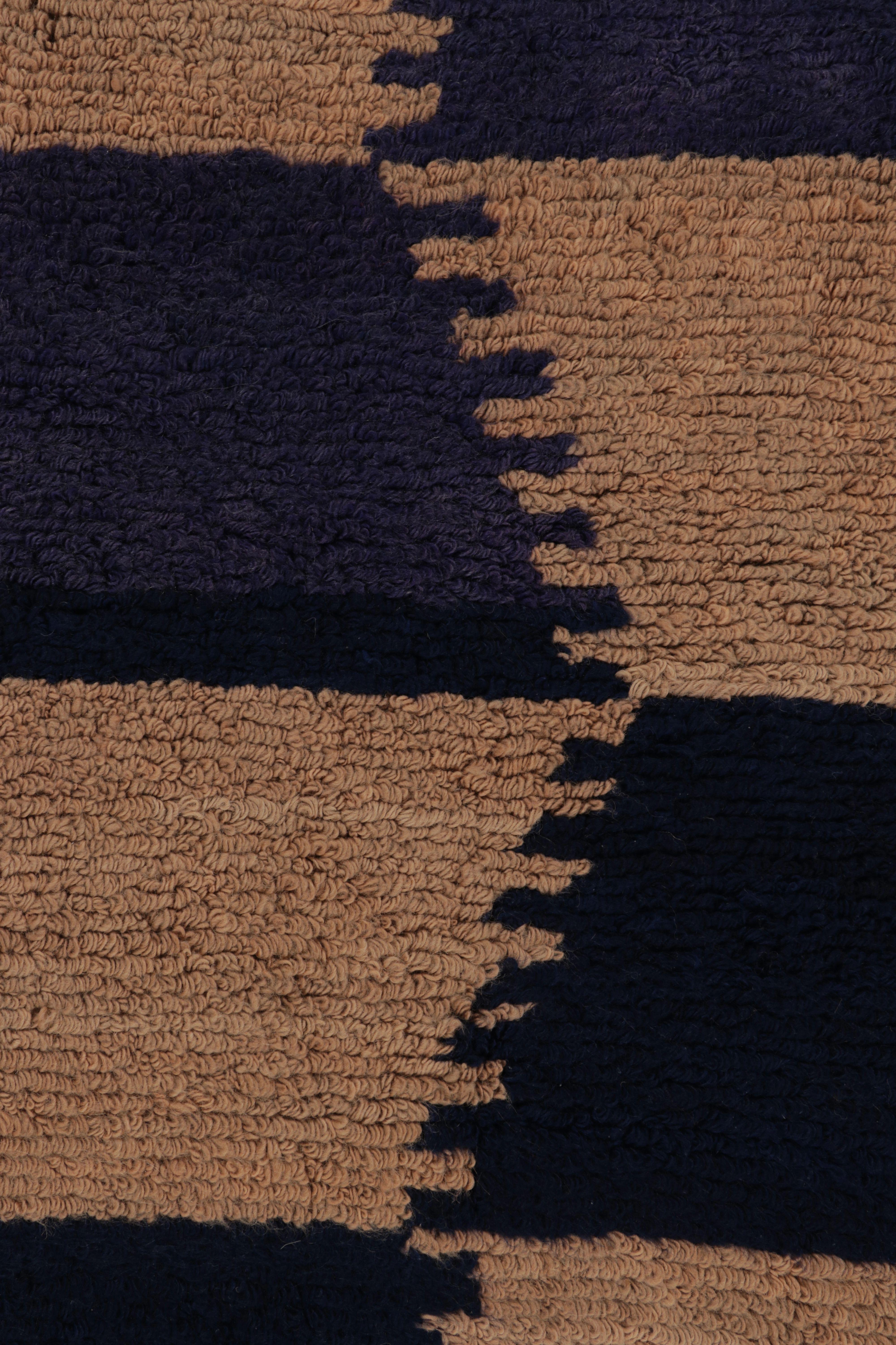 Vintage Türkisch Tulu Teppich, Blau und Braun Geometrisches Muster - Rug & Kilim (Mitte 17. Jahrhundert) im Angebot