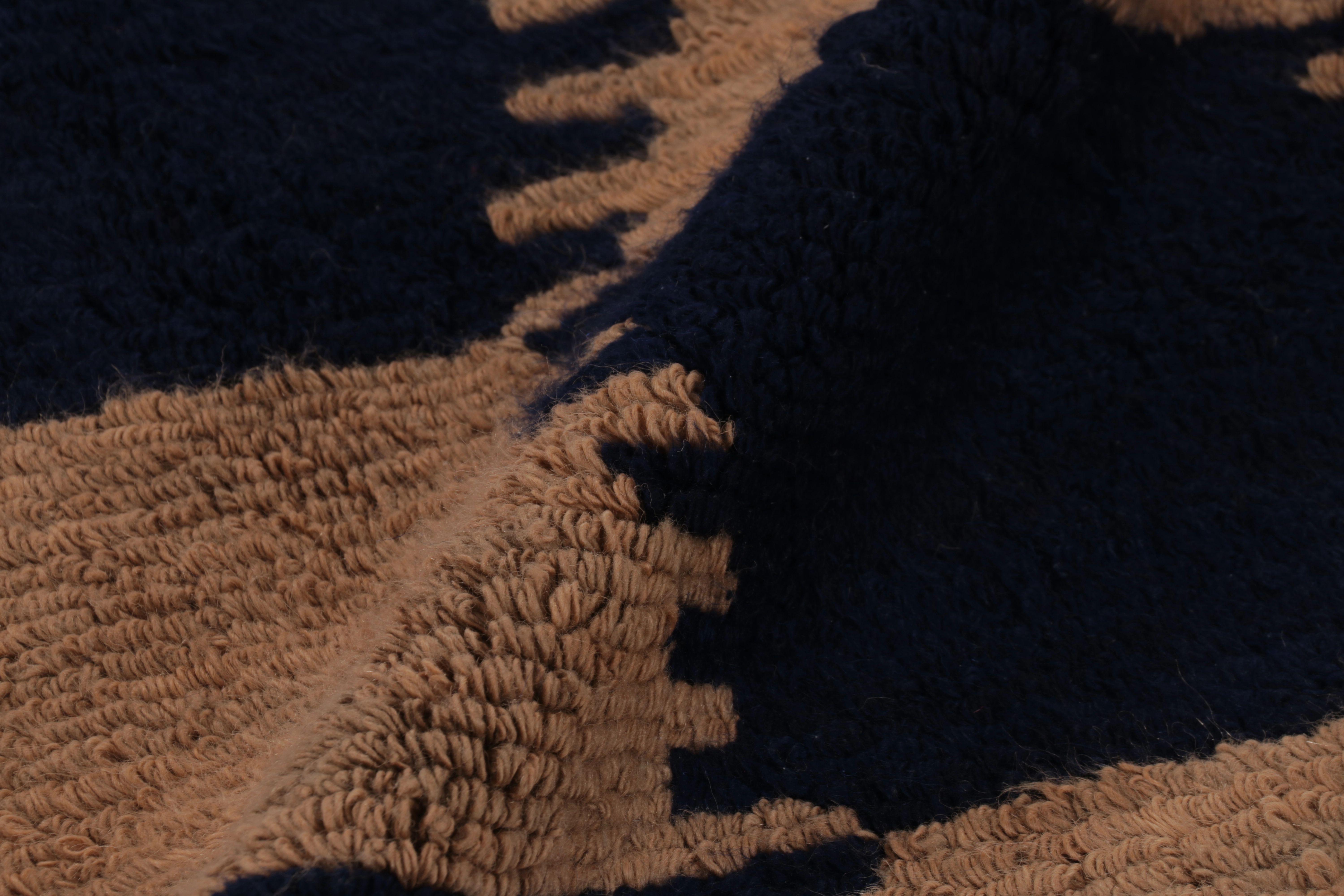 Vintage Türkisch Tulu Teppich, Blau und Braun Geometrisches Muster - Rug & Kilim im Angebot 1