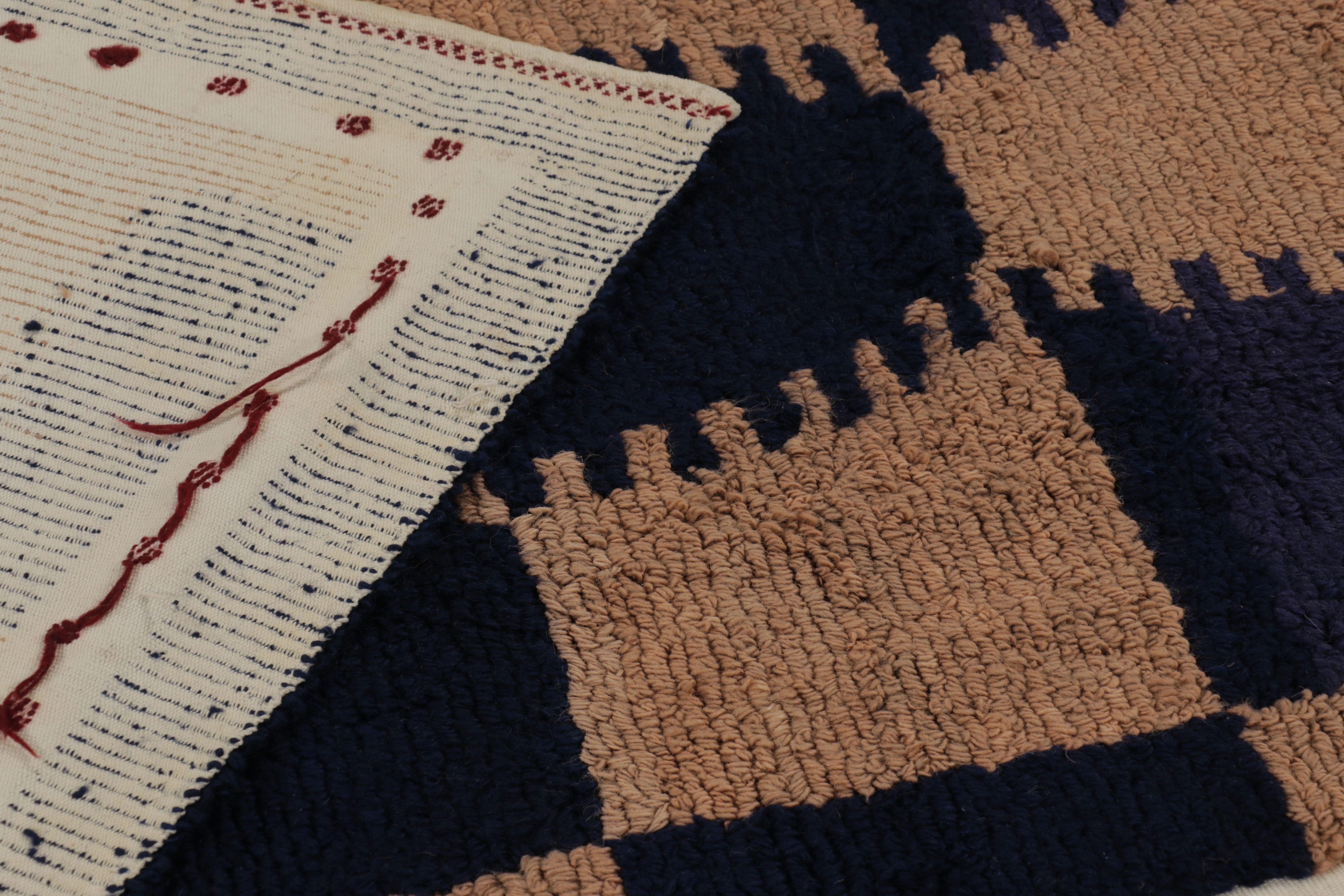 Vintage Türkisch Tulu Teppich, Blau und Braun Geometrisches Muster - Rug & Kilim im Angebot 2