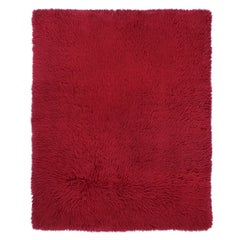 Tappeto turco Tulu d'epoca, rosso intenso con pelo morbido - Rug & Kilim
