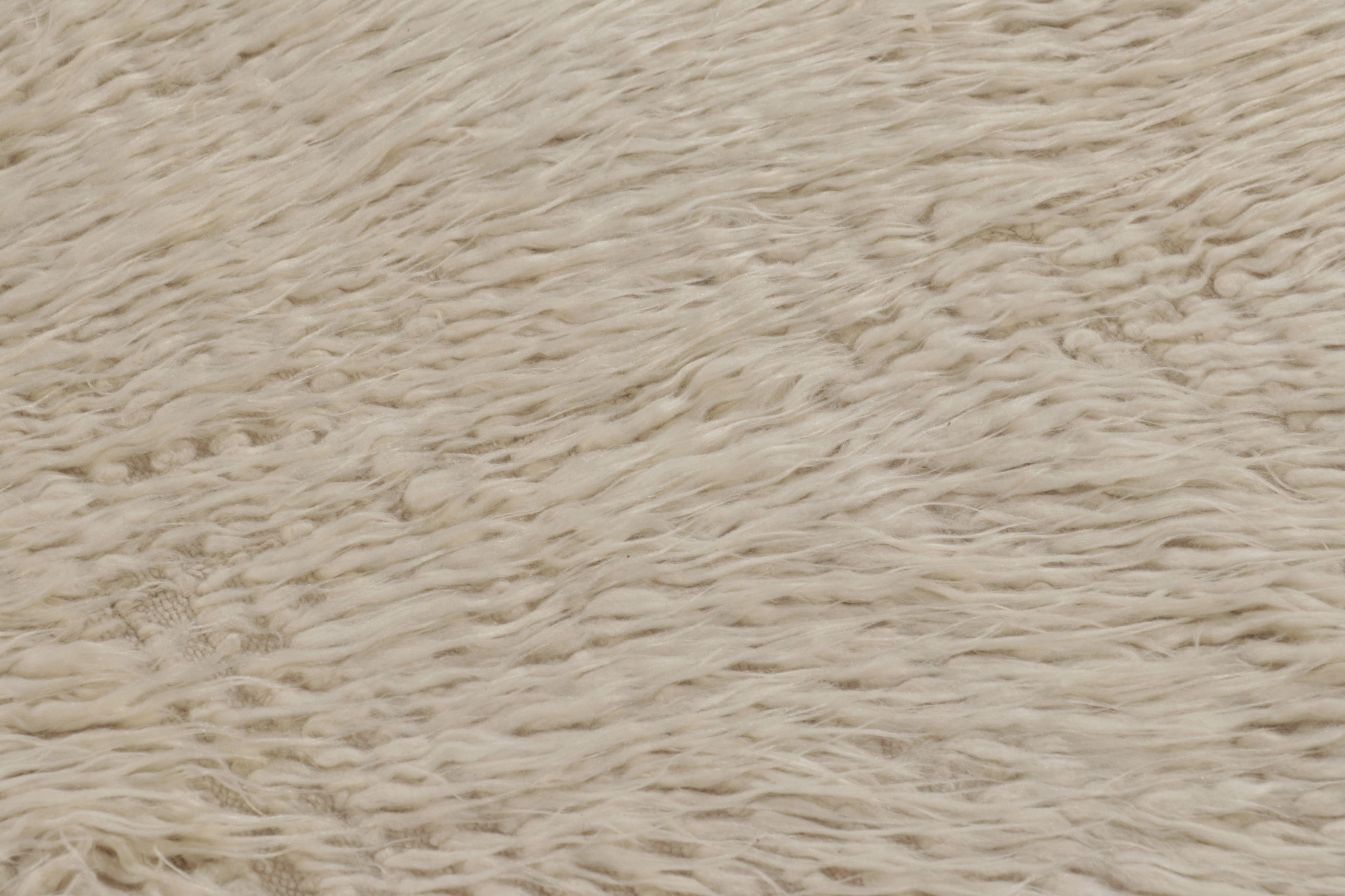 Noué à la main Tapis Tulu turc vintage, beige crème en poils doux - Rug & Kilim en vente