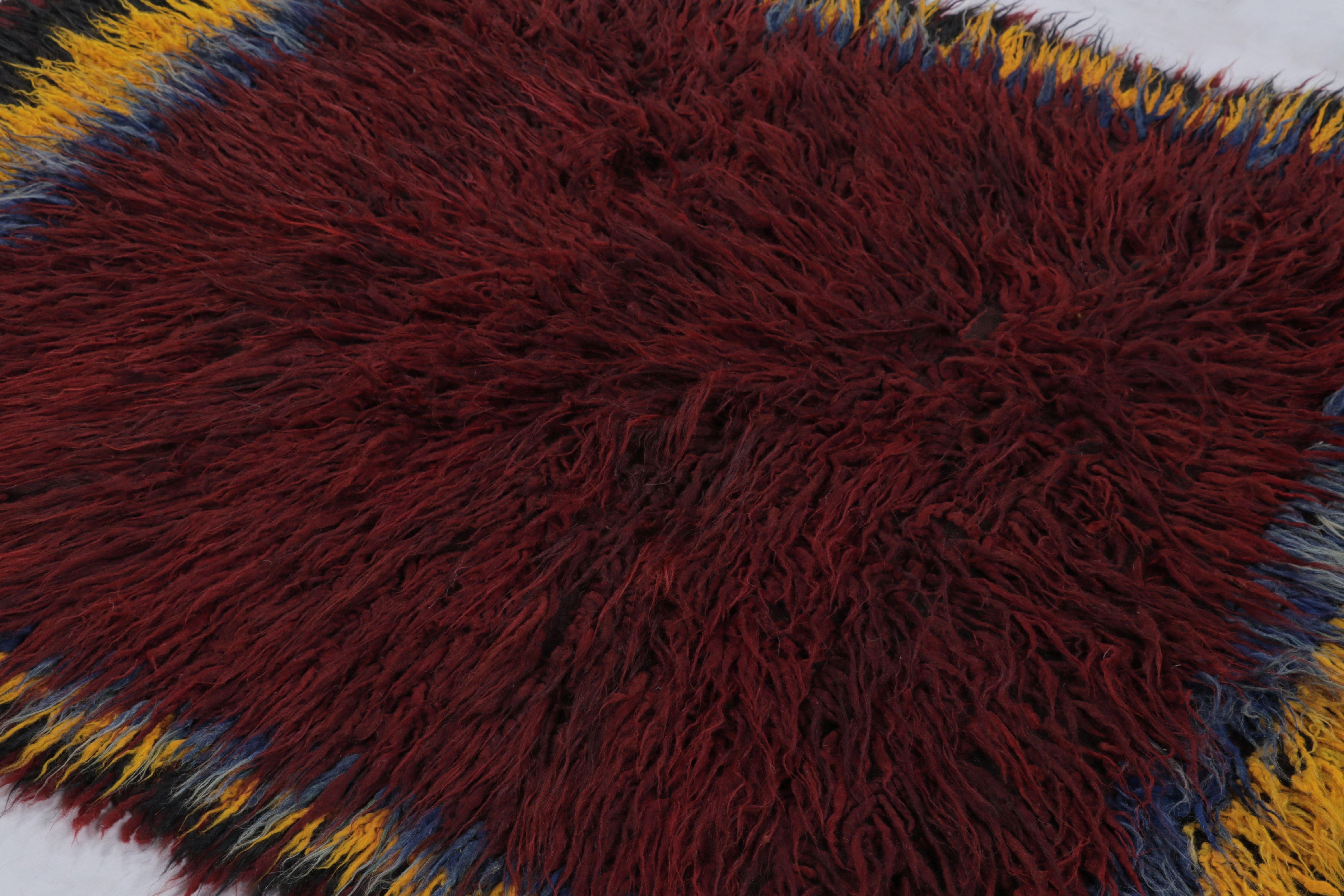 Mid-17th Century Vintage Turkish Tulu Rug, Deep Red Field with Borders in Soft Pile - Rug & Kilim For Sale