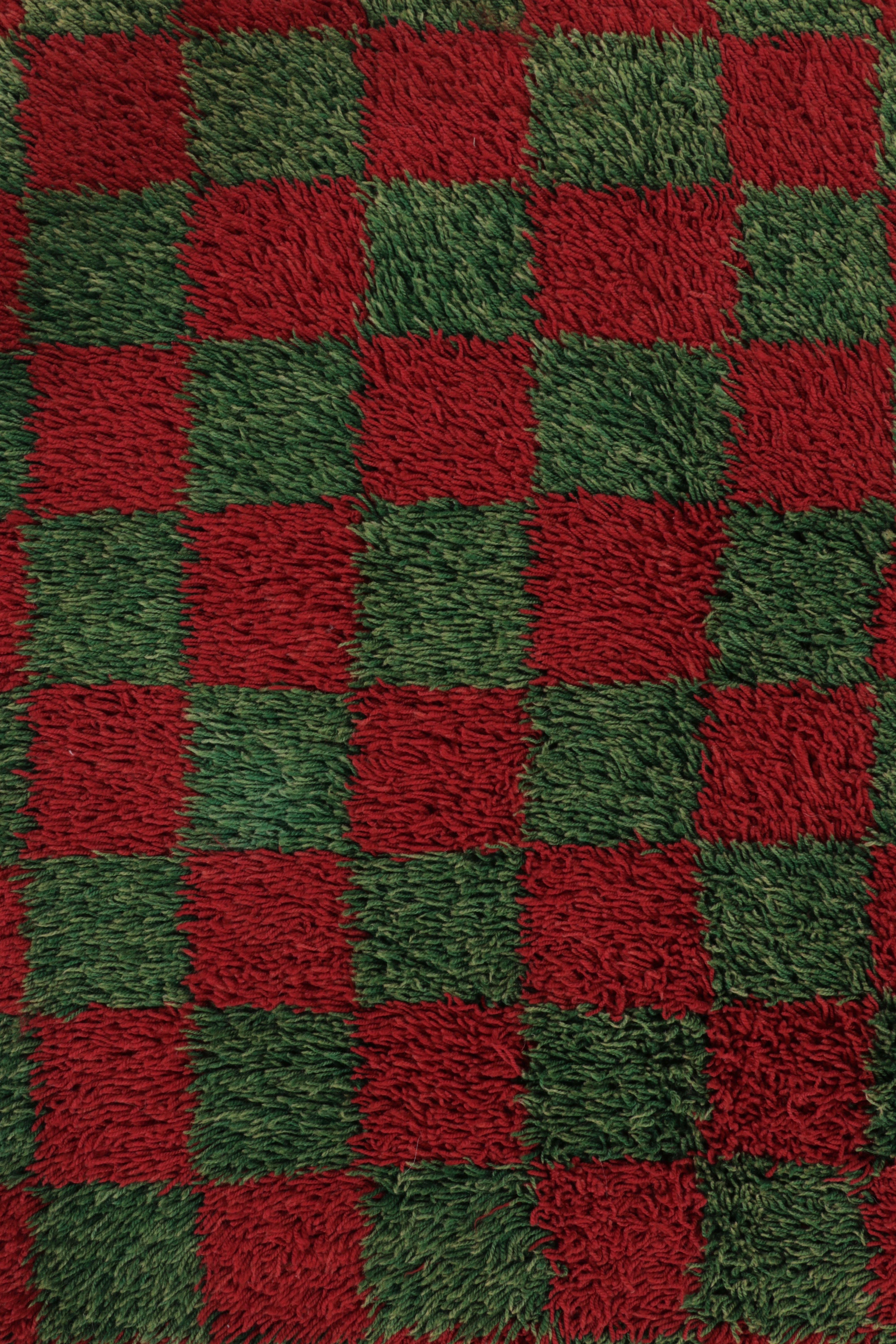Tapis Tulu turc vintage, motif en damier rouge et vert - Rug & Kilim Bon état - En vente à Long Island City, NY