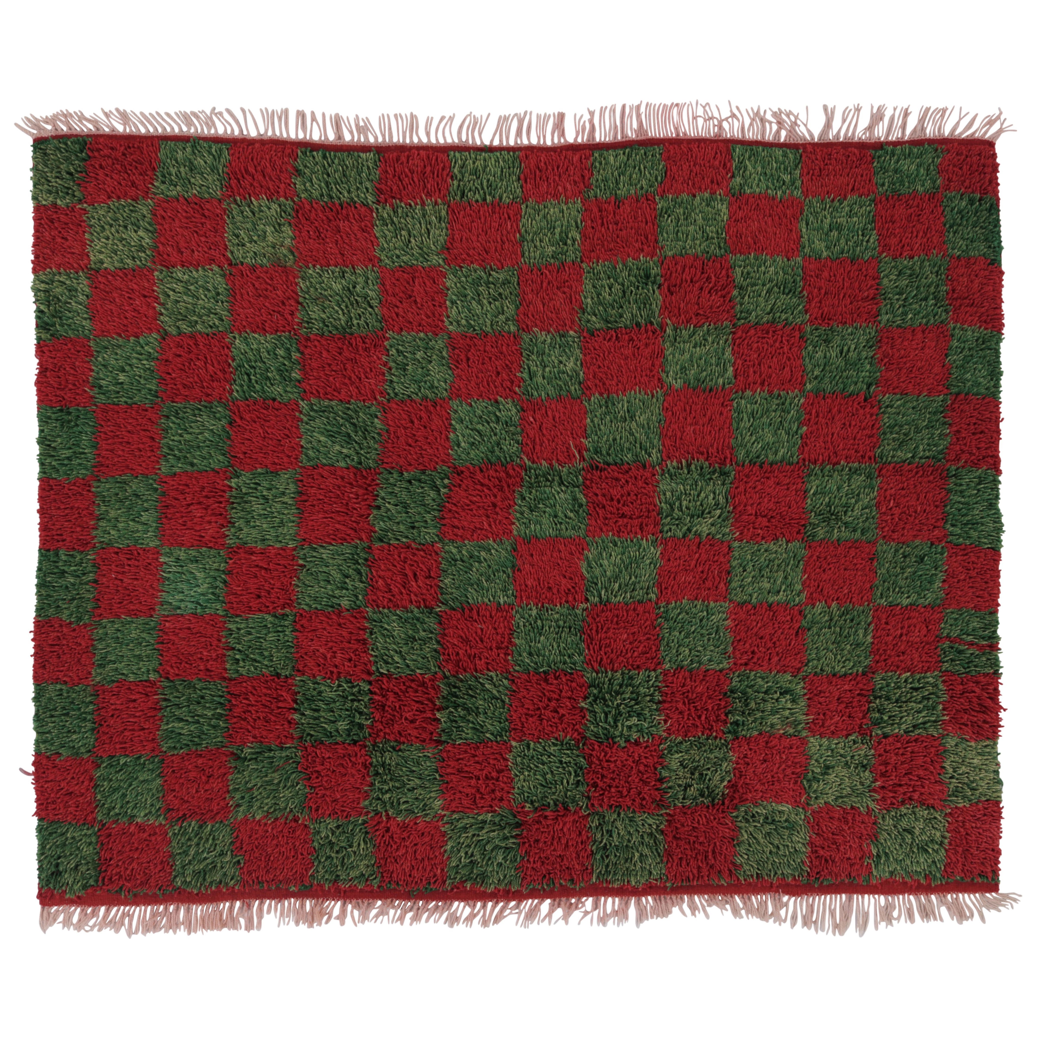 Vintage Türkischer Tulu Teppich, Rot und Grün kariert - Rug
Kilim