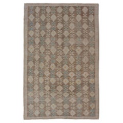 Türkischer Vintage- Tulu-Teppich im Vintage-Stil mit modernem Design und All-Over-Stammes-Design