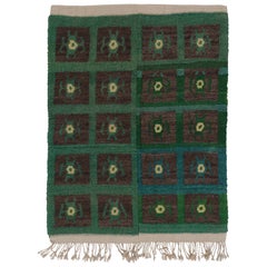 Vintage Turkish Tulu Rug with Playful Teal Geometric Pattern - Rug 
Kilim