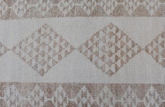 Vintage Turkish Tulu Runner -Neutral Tones and Geometric Diamond Patterns