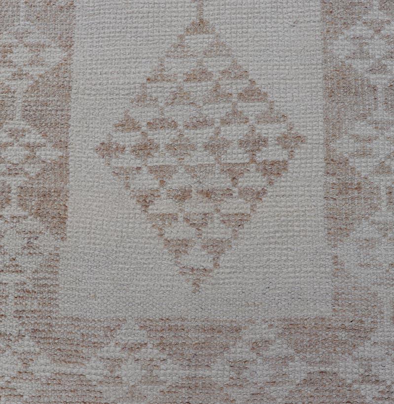 Vintage Turkish Tulu Runner -Neutral Tones and Geometric Diamond Patterns For Sale 3
