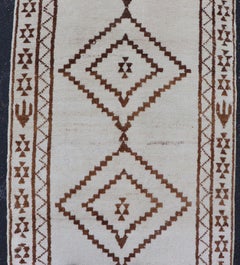 Vintage Turkish Tulu Runner with Ivory Field and Fine Brown Diamond Motifs