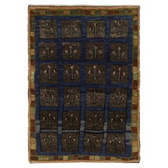 Vintage Turkish Tulu Tribal Rug in Gray, Blue Geometric Pattern by Rug & Kilim