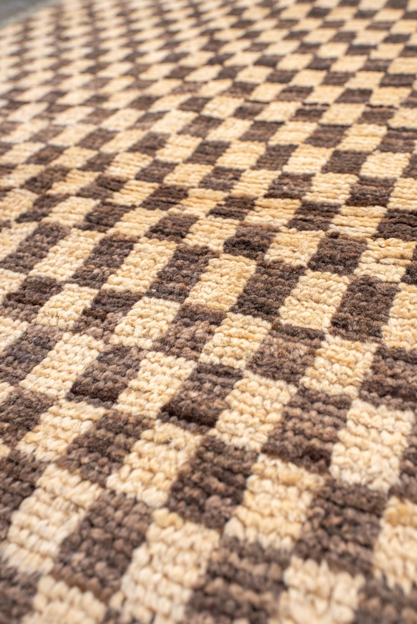 20th Century Vintage Turkish Tulu with Checkerboard Pattern For Sale
