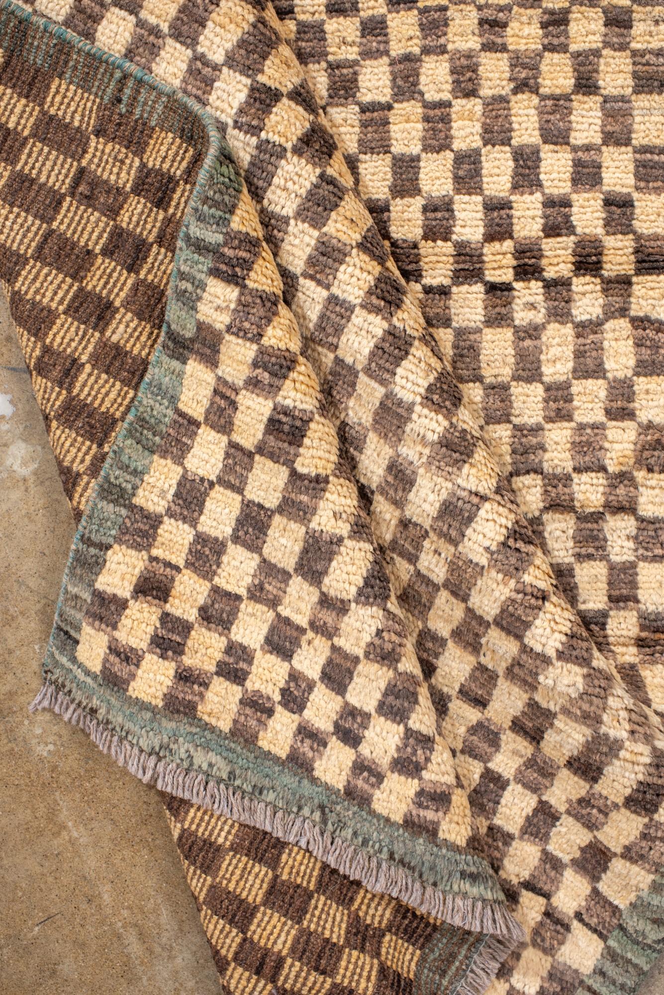 Vintage Turkish Tulu with Checkerboard Pattern For Sale 2
