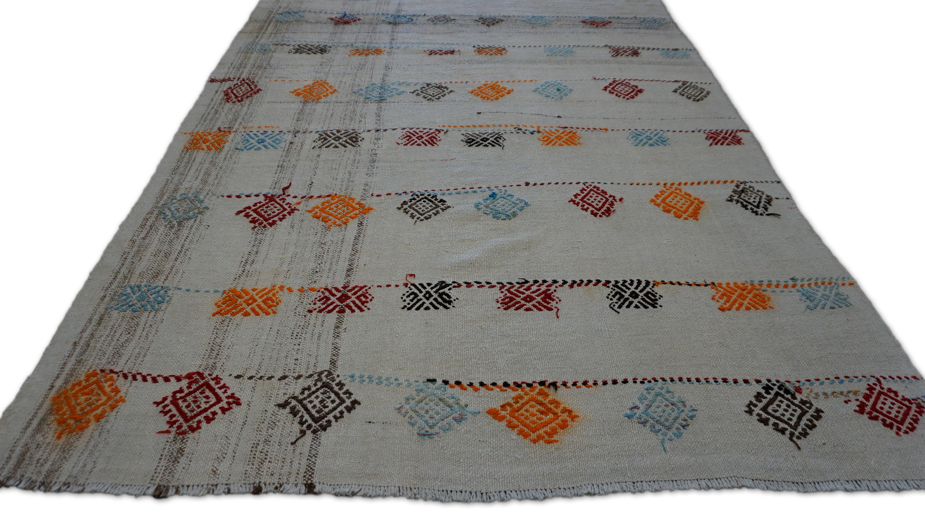 Kilim turco vintage de lana tülü 5'7''x9'2'' Turco en venta