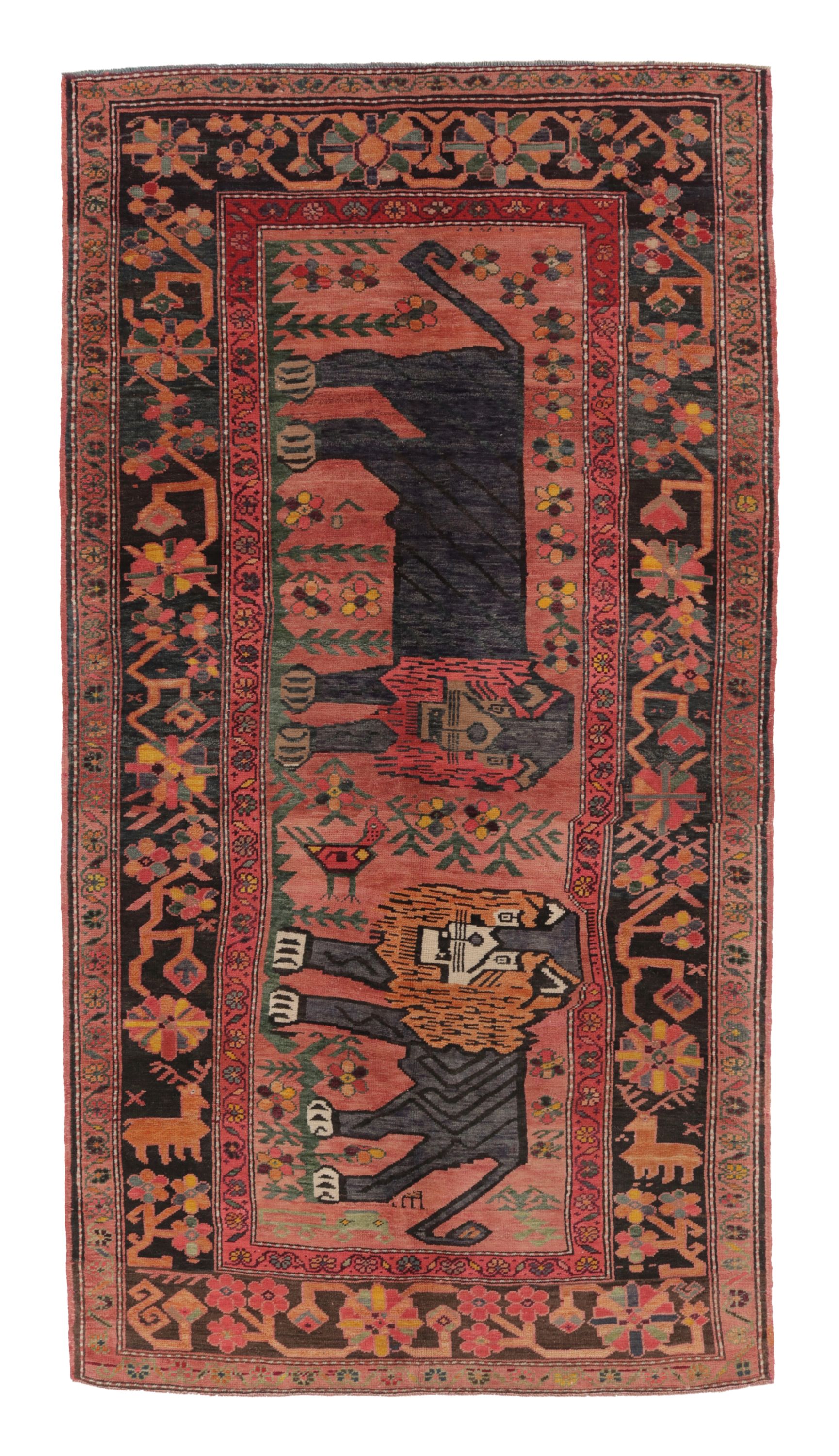 Vintage By Twin Lion Pictorial Rug Motivi tribali colorati - Rug & Kilim