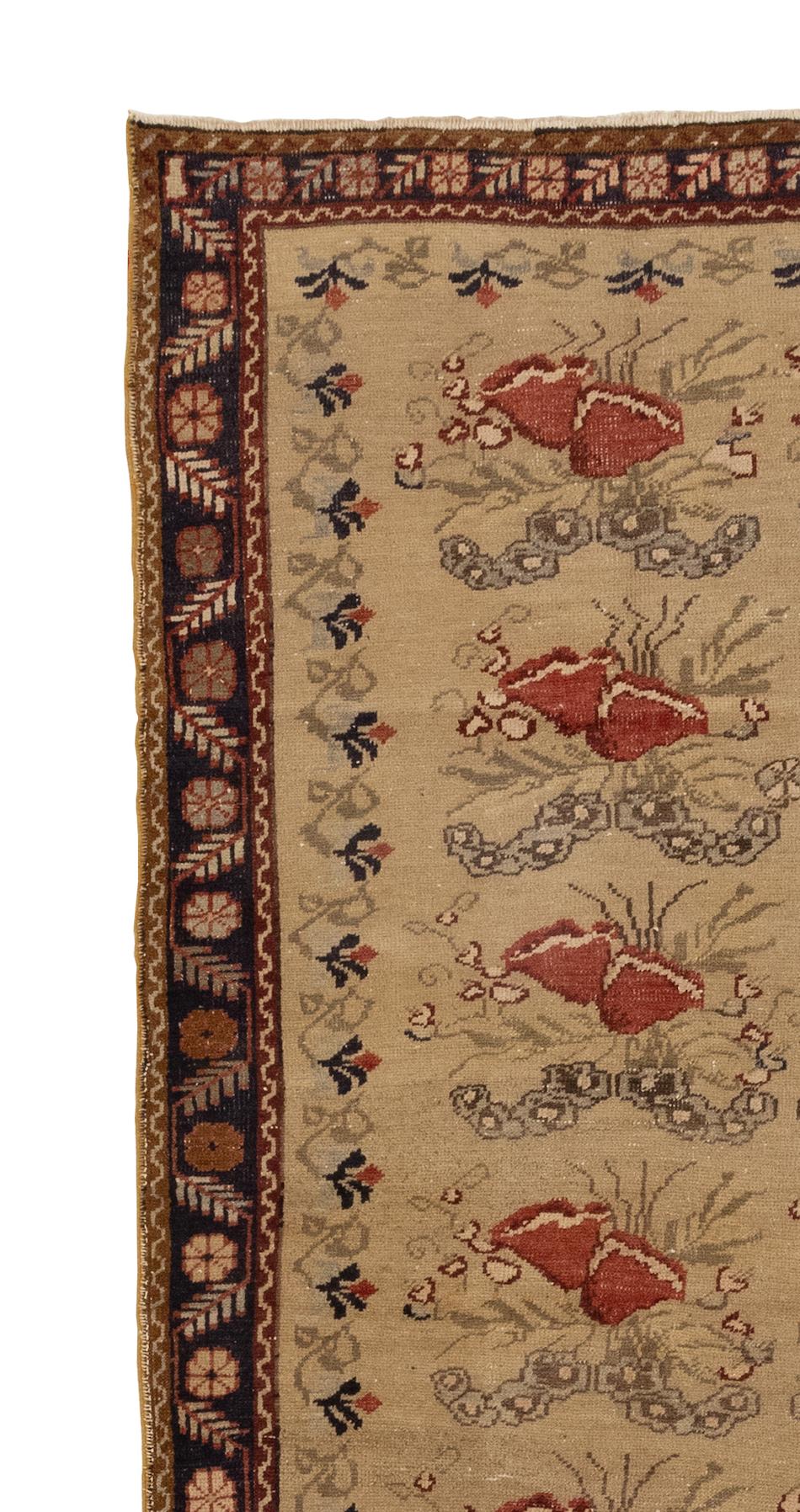 Oushak Vintage Turkish Ushak Rug, circa 1920s For Sale