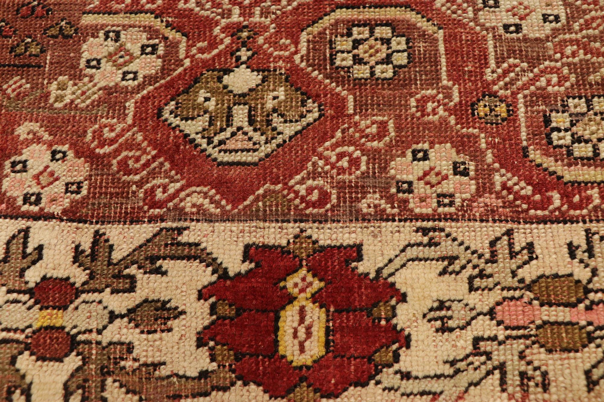 Hand-Knotted Vintage Turkish Wagireh Carpet, Timeless Appeal Meets Stylish Durability For Sale
