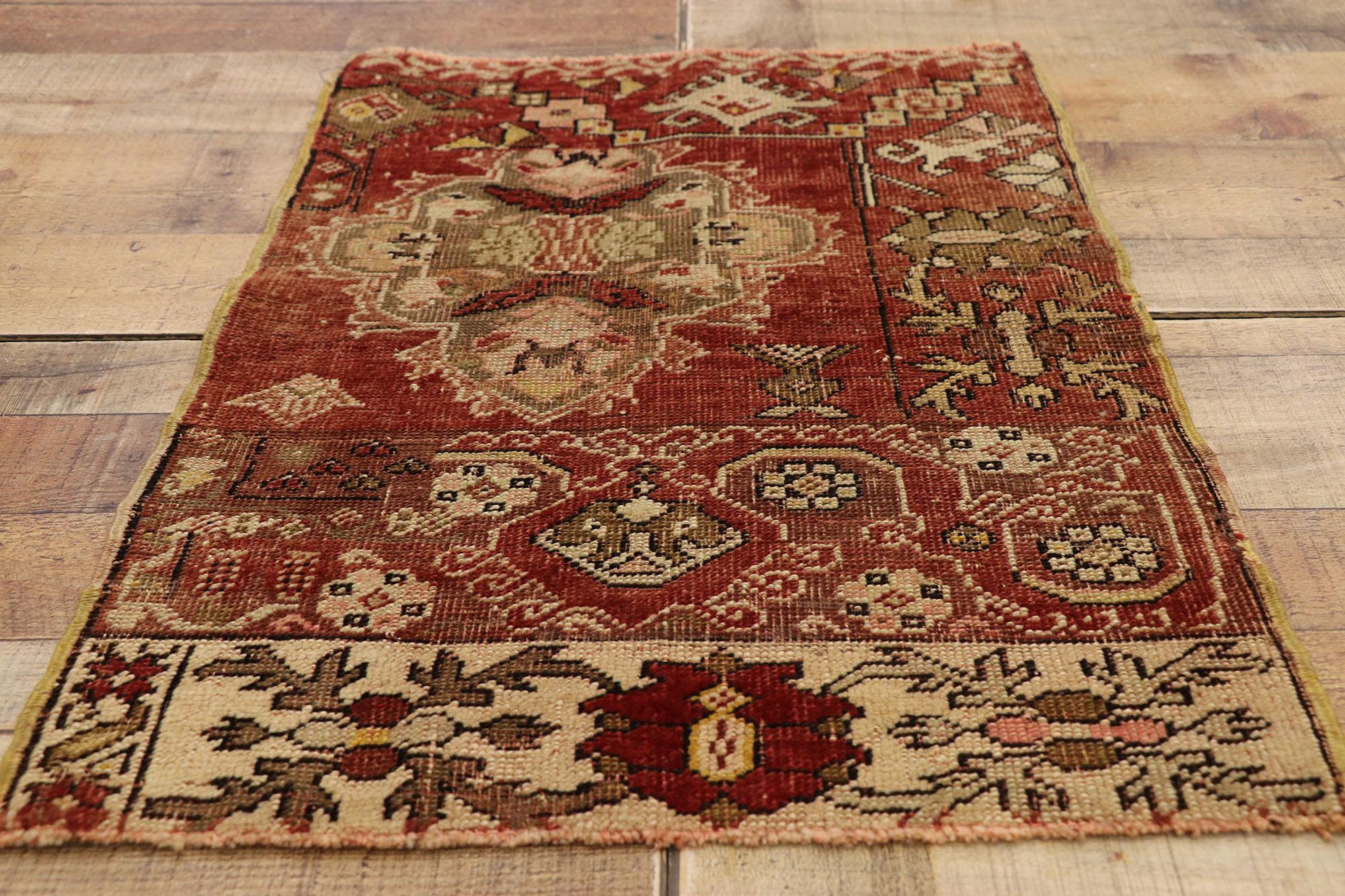 Wool Vintage Turkish Wagireh Carpet, Timeless Appeal Meets Stylish Durability For Sale