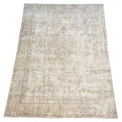 Alfombra turca vintage de tejido plano de lana en cálidos marrones taupes y cremas