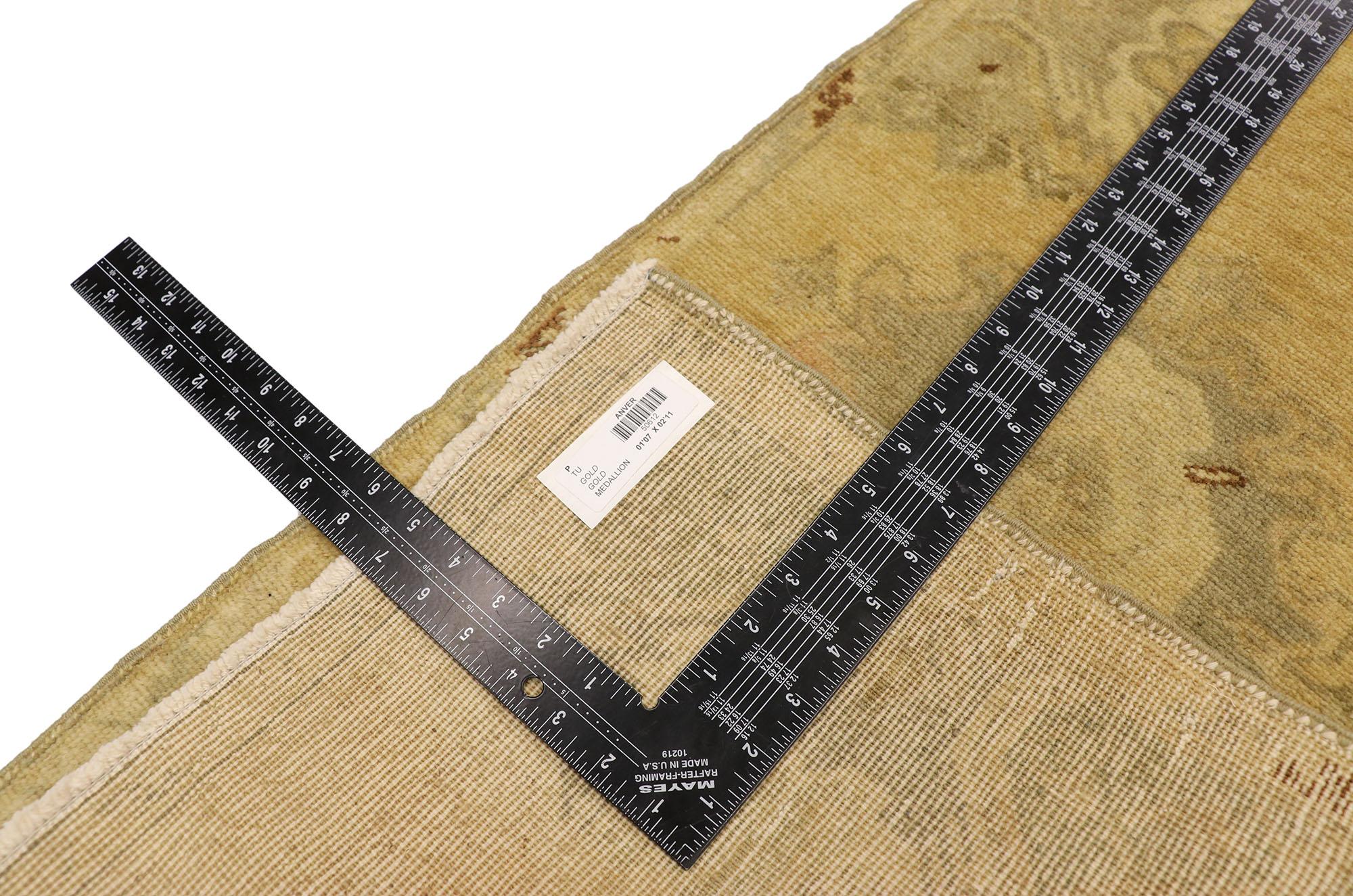 Alfombra turca vintage Yastik Oushak, el atractivo atemporal se une a la durabilidad con estilo Anudado a mano en venta